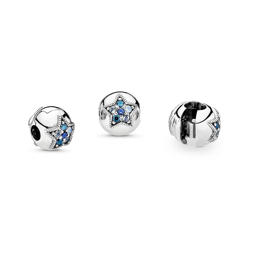 PANDORA Bright Blue Star Clip Charm Charms Bracelet Charm Jewelry Gift