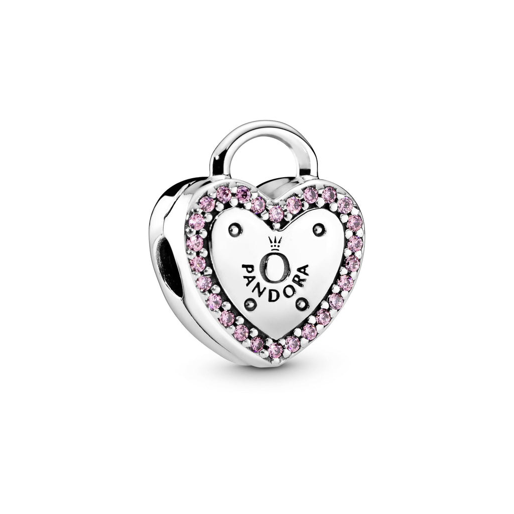 PANDORA Logo Heart Padlock Clip Charm Cubic Zirconia Pink Love Charms Bracelet Charm Jewelry Gift