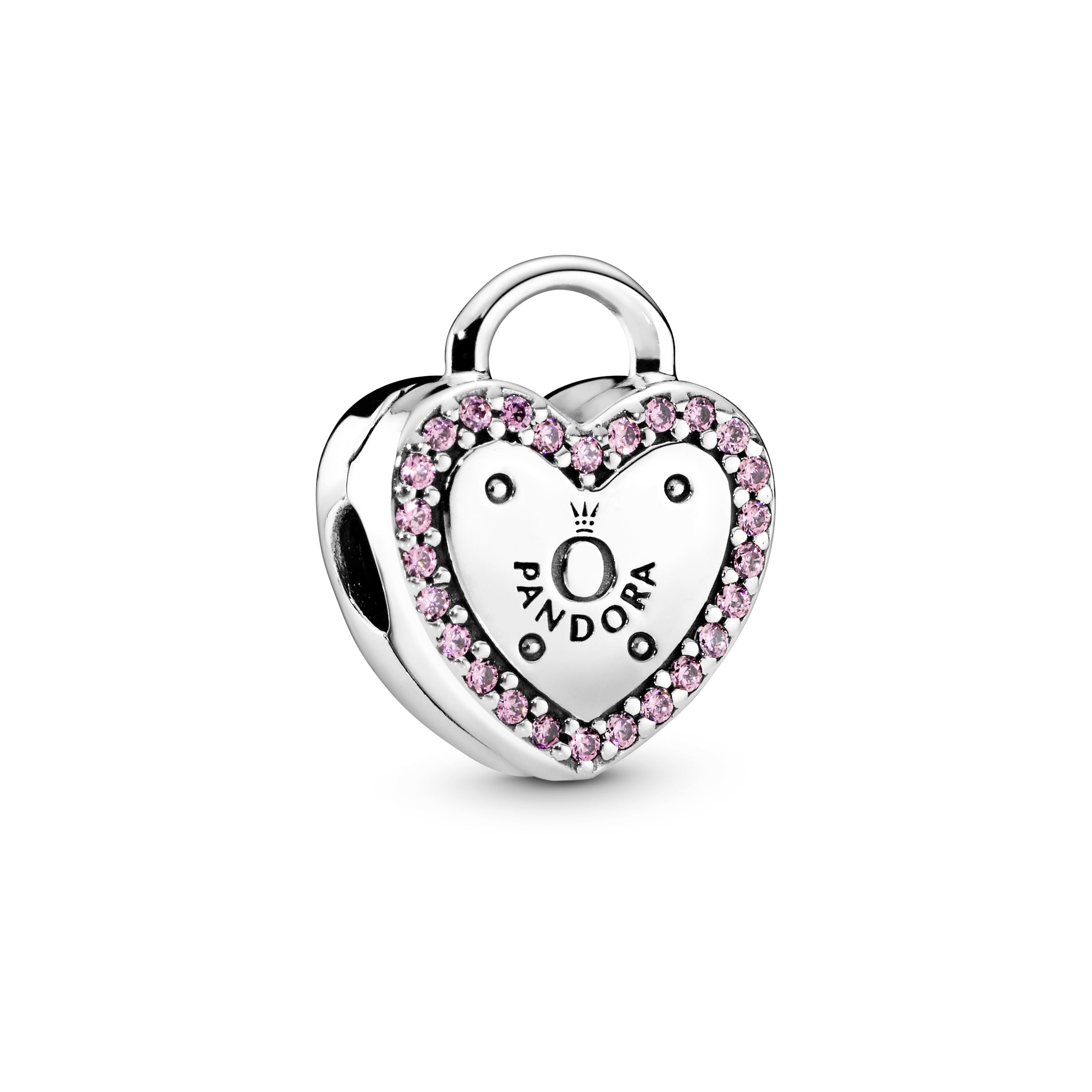 PANDORA Logo Heart Padlock Clip Charm Cubic Zirconia Pink Love Charms Bracelet Charm Jewelry Gift