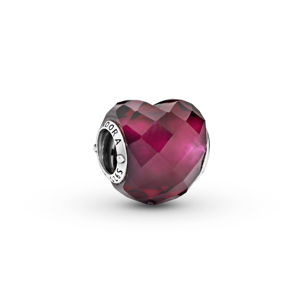 PANDORA Fuchsia Pink Heart Charm Sterling Silver Red Charms Bracelet Charm Jewelry Gift