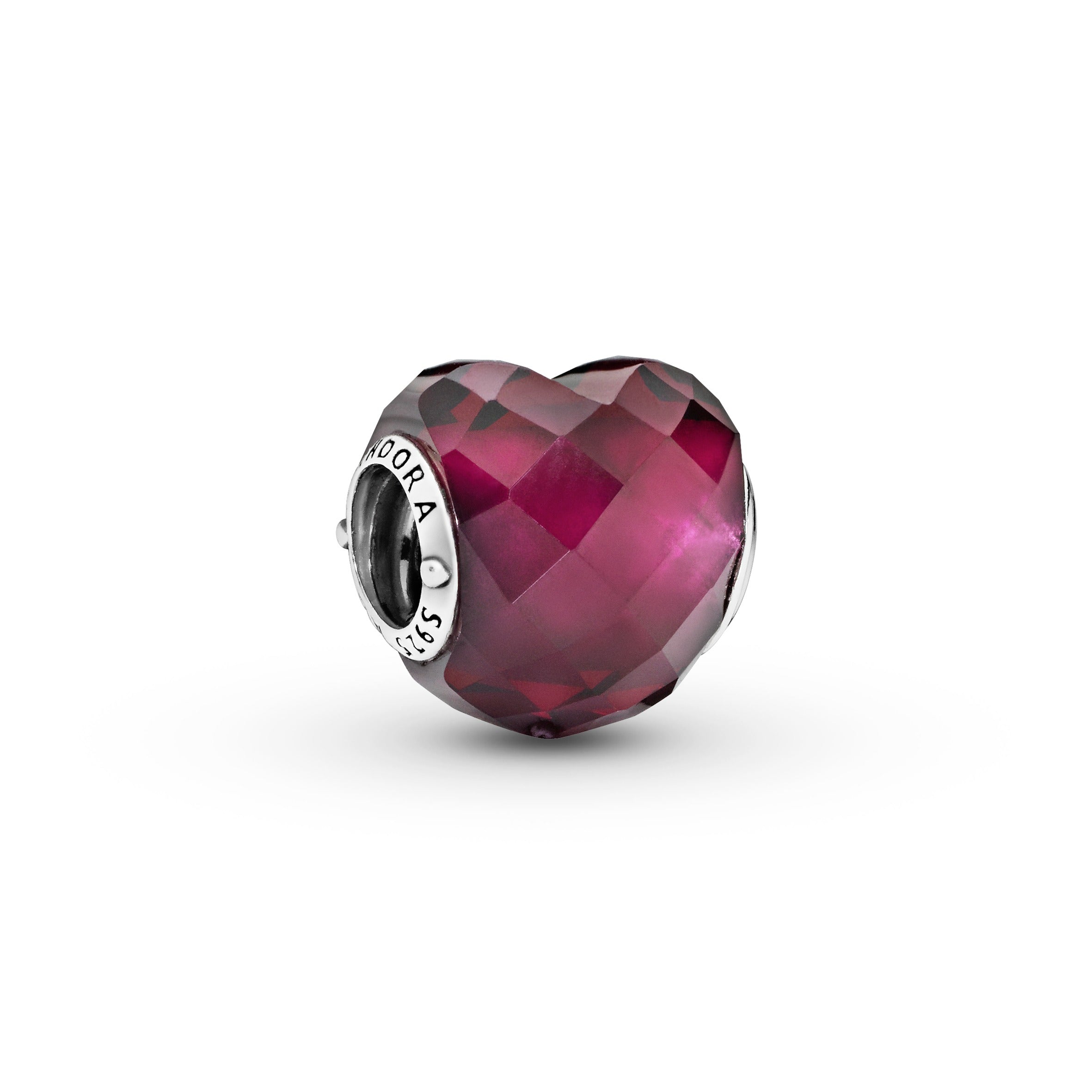 PANDORA Fuchsia Pink Heart Charm Sterling Silver Red Charms Bracelet Charm Jewelry Gift
