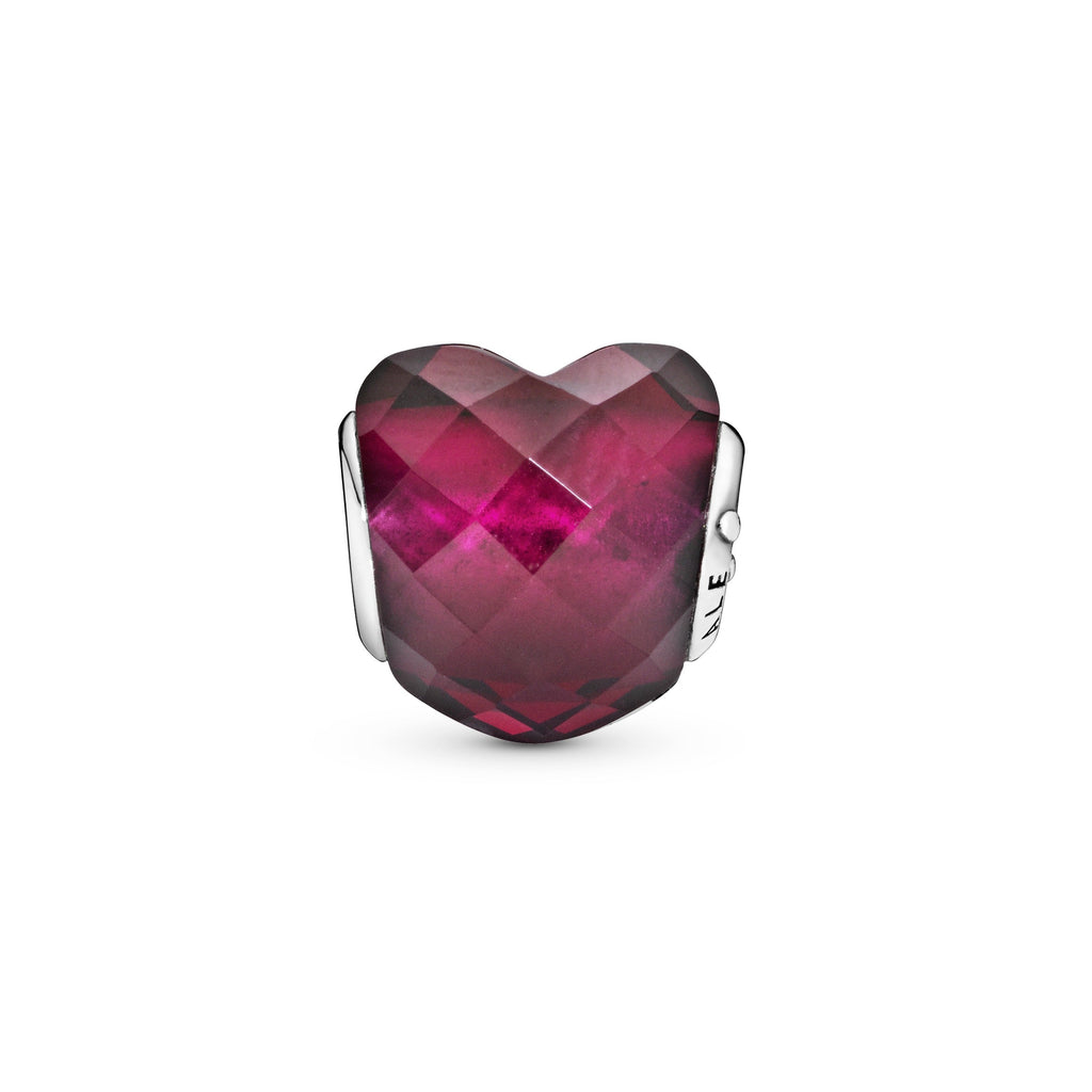 PANDORA Fuchsia Pink Heart Charm Sterling Silver Red Charms Bracelet Charm Jewelry Gift
