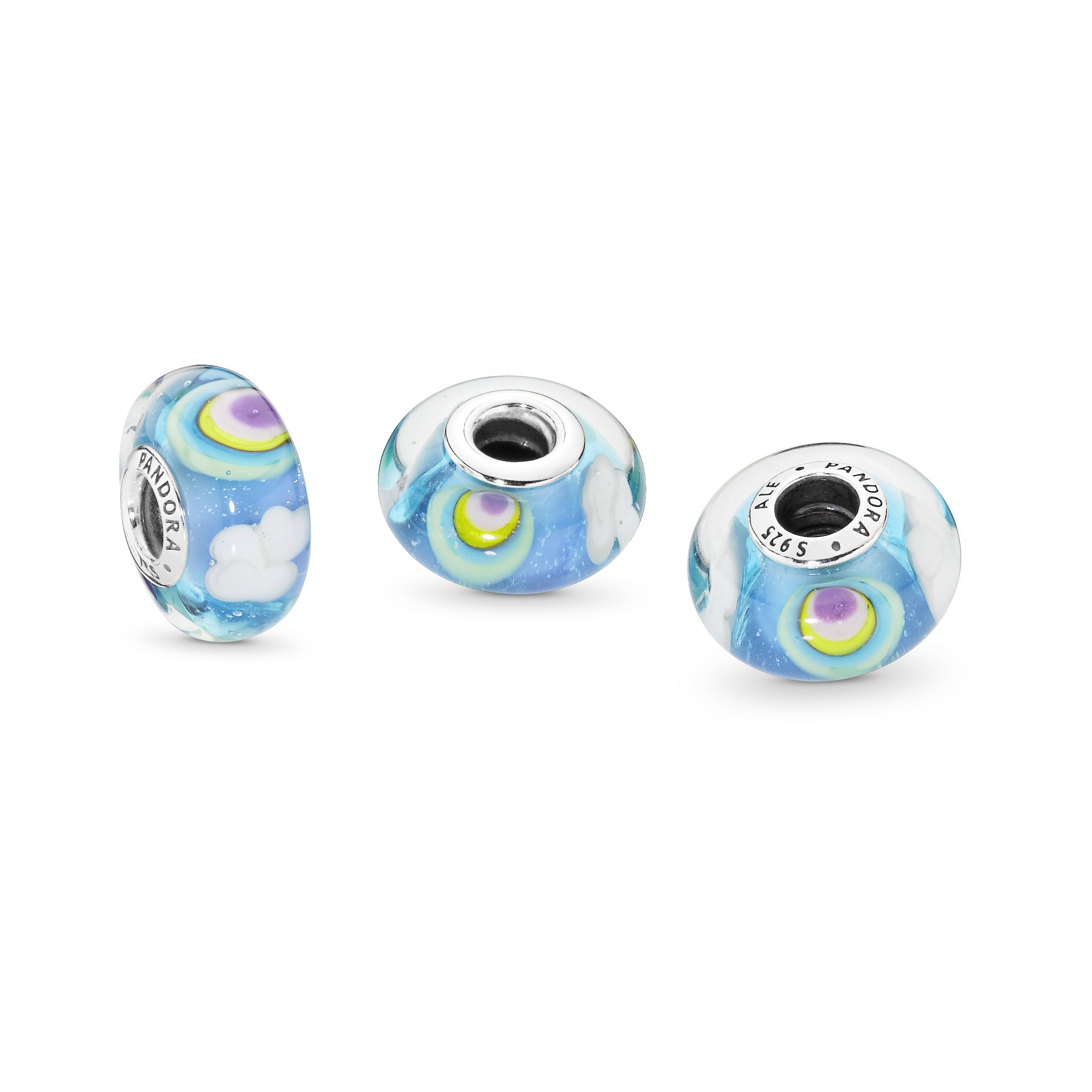 PANDORA Rainbow Murano Glass Charm Blue Nature Charms Bracelet Charm Jewelry Gift