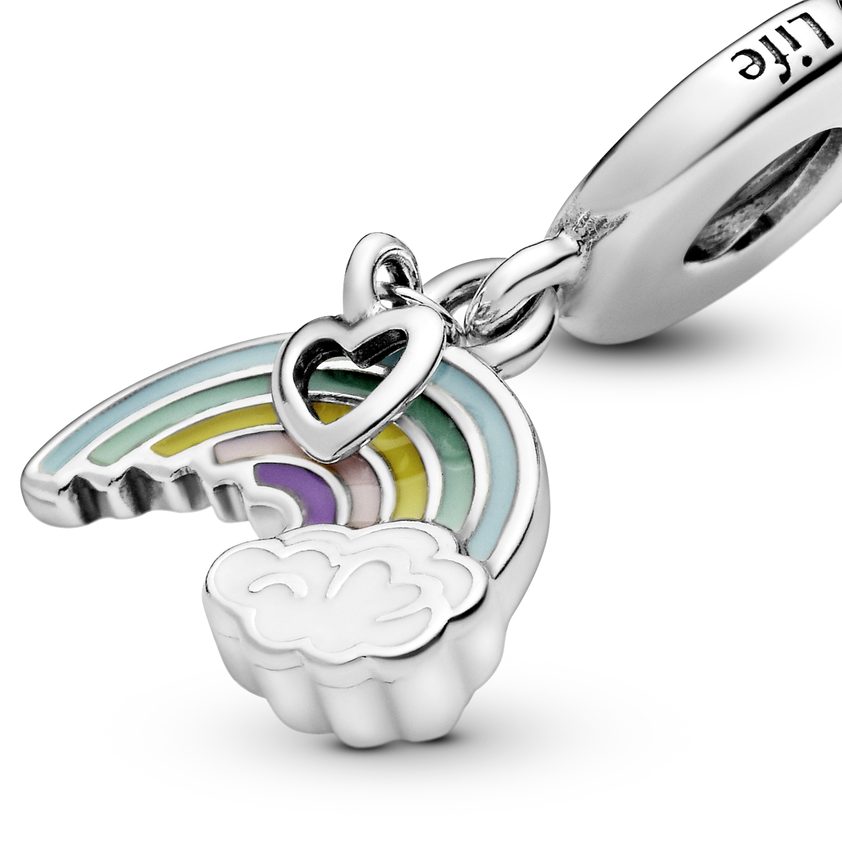 PANDORA Rainbow And Cloud Dangle Charm Cubic Zirconia Silver Charms Bracelet Charm Jewelry Gift