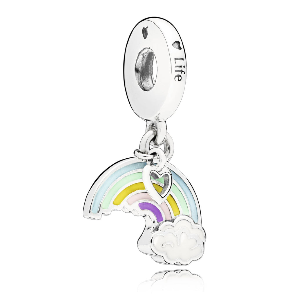 PANDORA Rainbow And Cloud Dangle Charm Cubic Zirconia Silver Charms Bracelet Charm Jewelry Gift