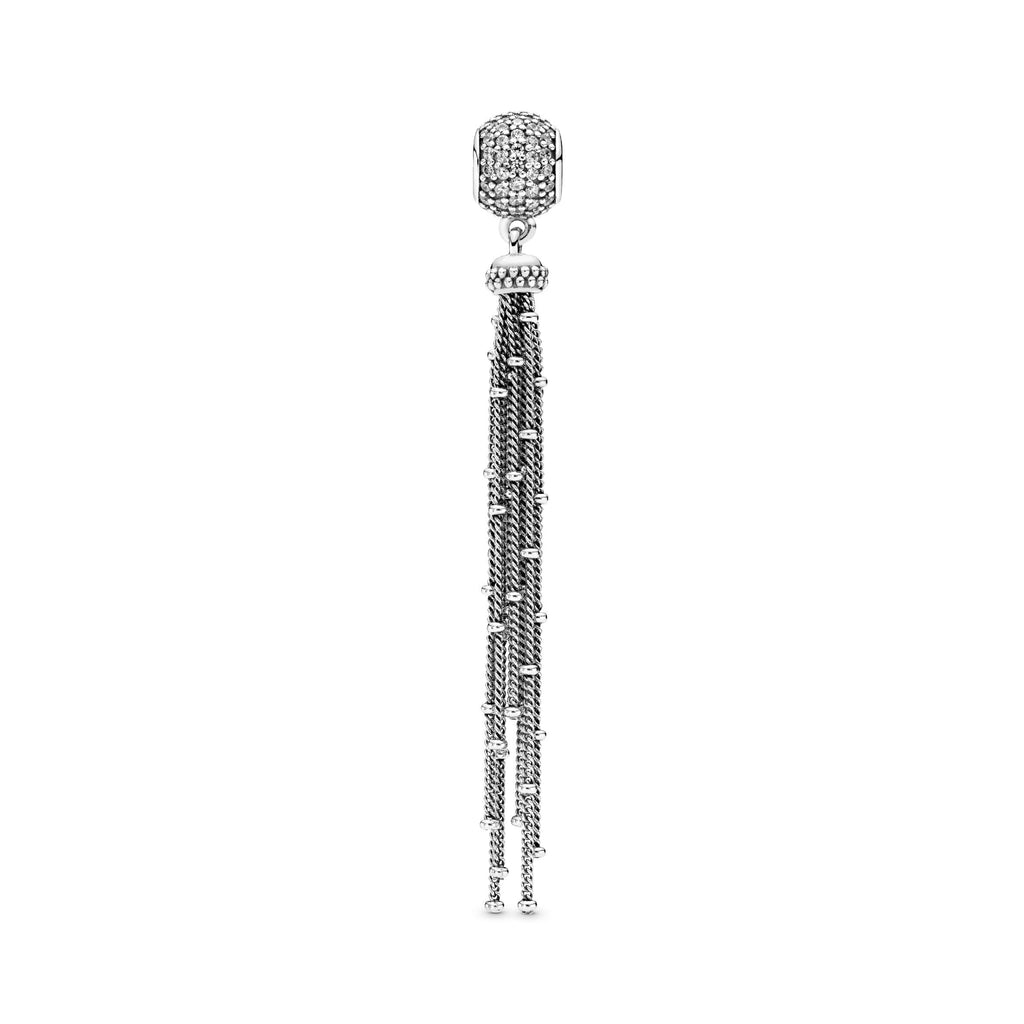 PANDORA Pavé And Tassel Dangle Charm Cubic Zirconia Silver Charms Bracelet Charm Jewelry Gift
