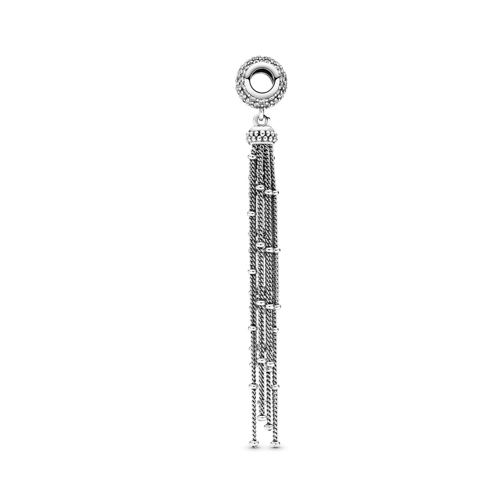 PANDORA Pavé And Tassel Dangle Charm Cubic Zirconia Silver Charms Bracelet Charm Jewelry Gift
