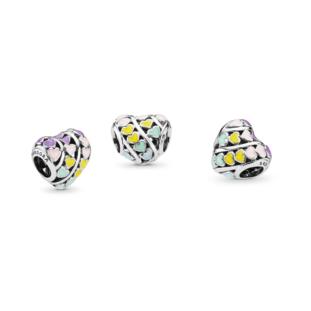 PANDORA Rainbow Hearts Charm Sterling Silver Charms Bracelet Charm Jewelry Gift