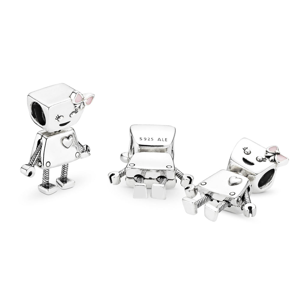 PANDORA Bella Bot Charm Enamel Silver PANDORA Friends Charms Bracelet Charm Jewelry Gift