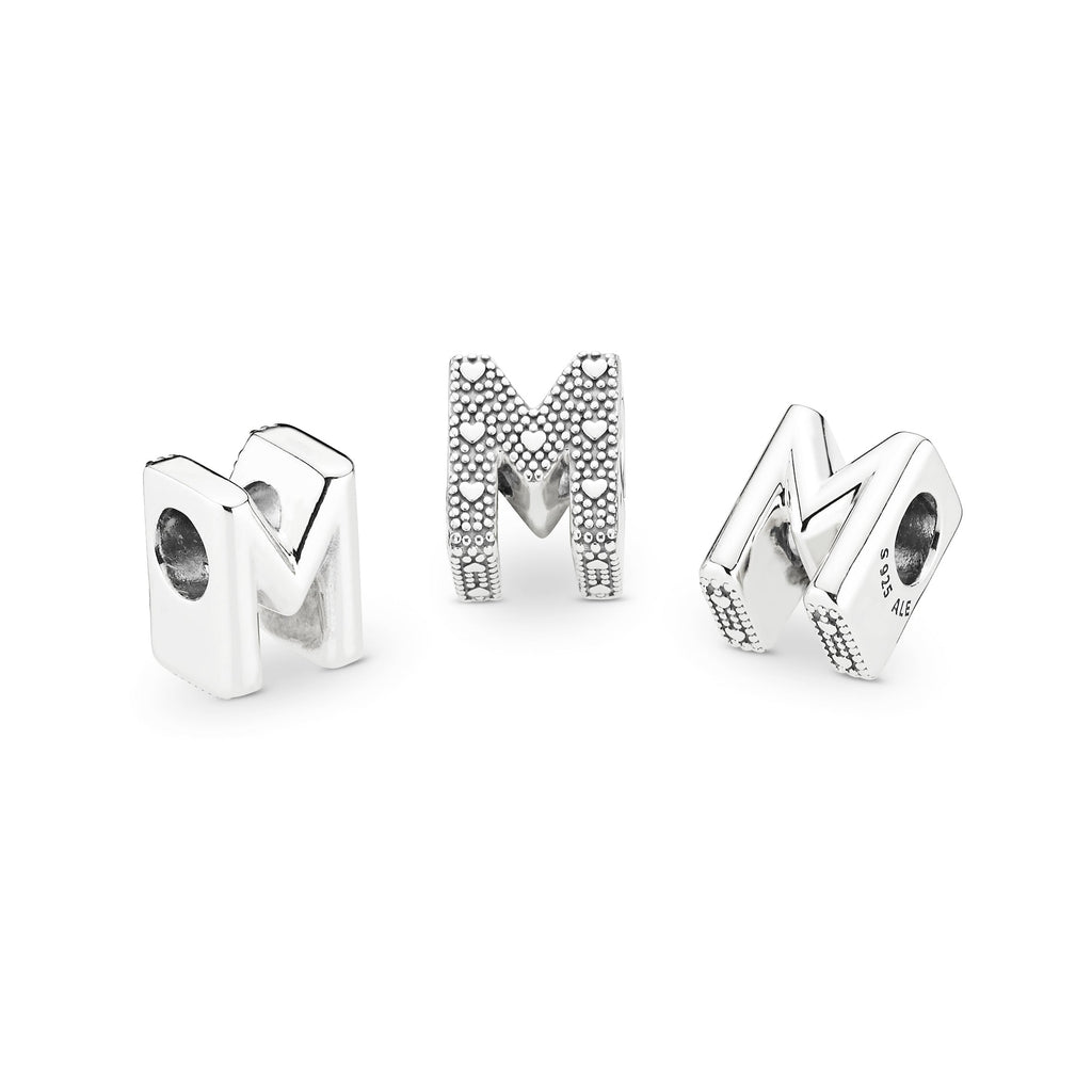 PANDORA Letter M Alphabet Charm Sterling Silver Charms Bracelet Charm Jewelry Gift