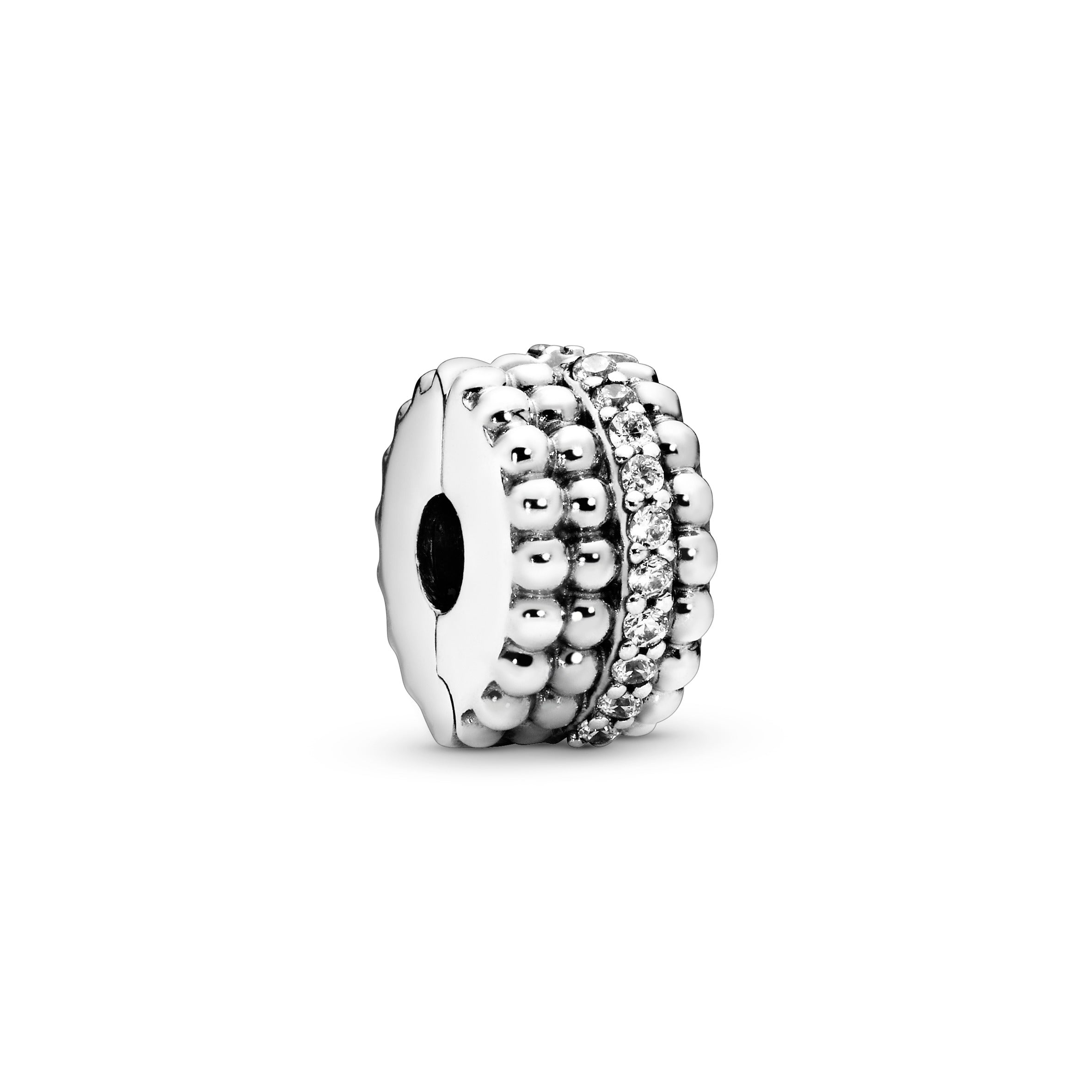PANDORA Beaded Clip Charm Cubic Zirconia Silver Charms Bracelet Charm Jewelry Gift