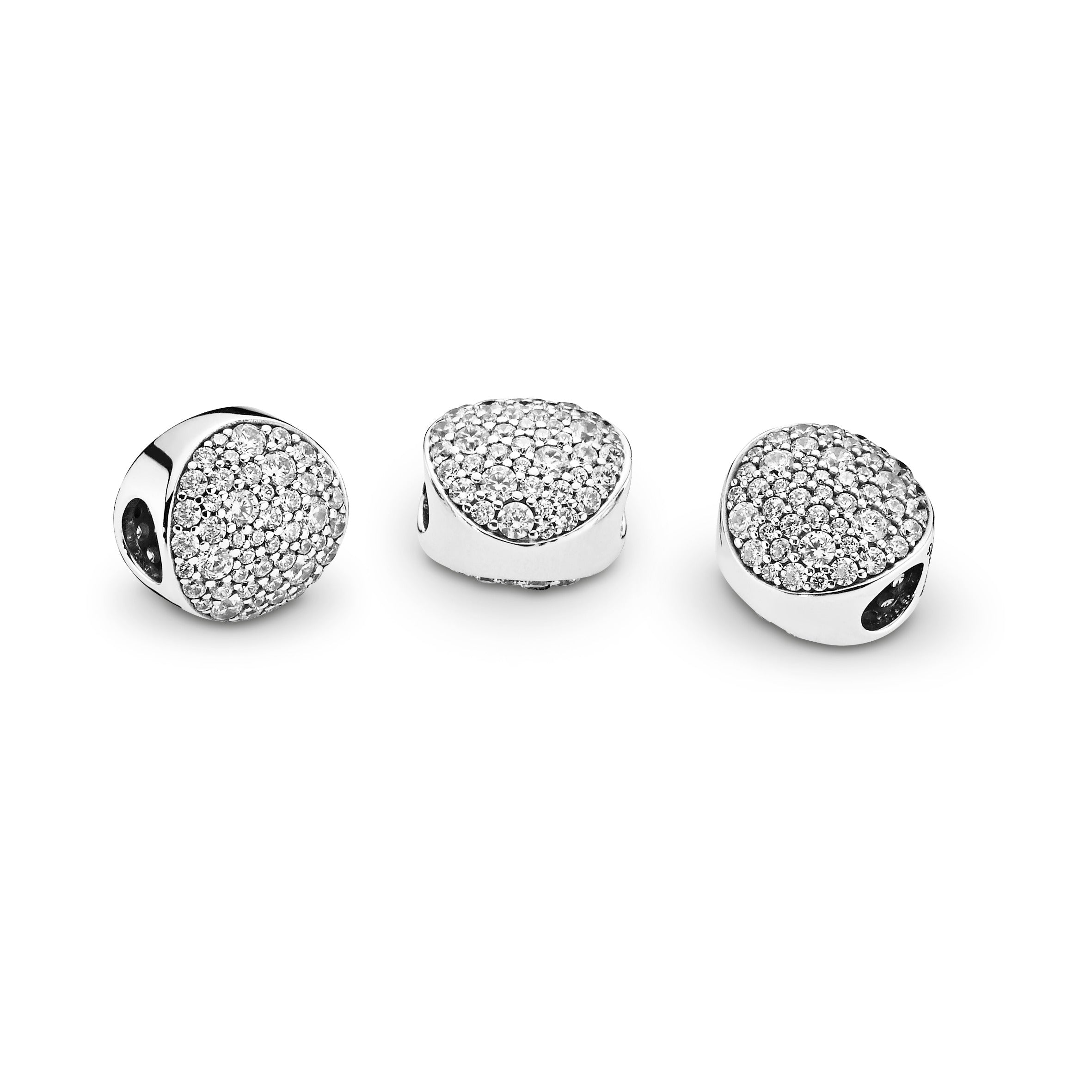 PANDORA Round Pavé Charm Cubic Zirconia Silver Weddings Charms Bracelet Charm Jewelry Gift