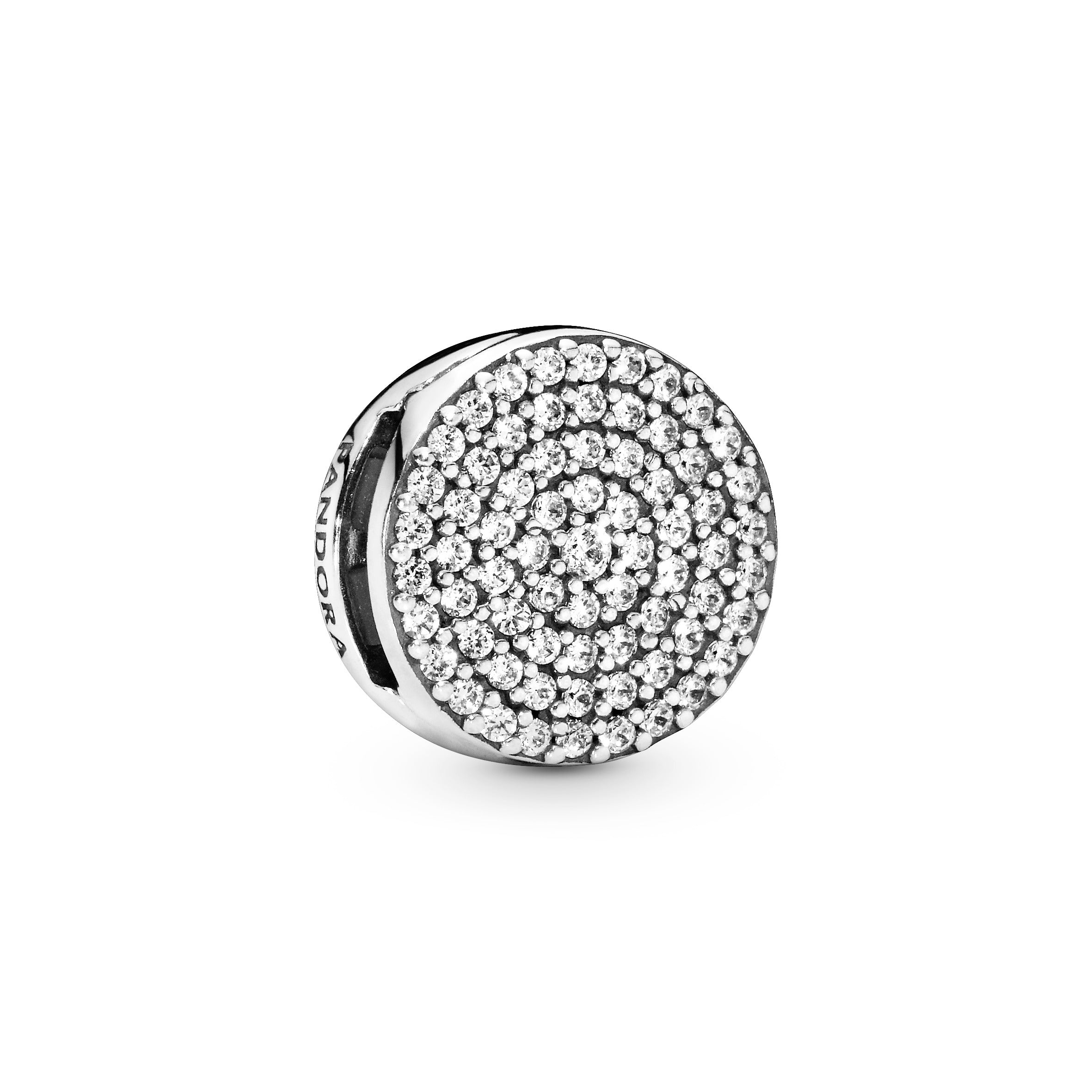 PANDORA Round Pavé Clip Charm Cubic Zirconia Silver Charms Bracelet Charm Jewelry Gift