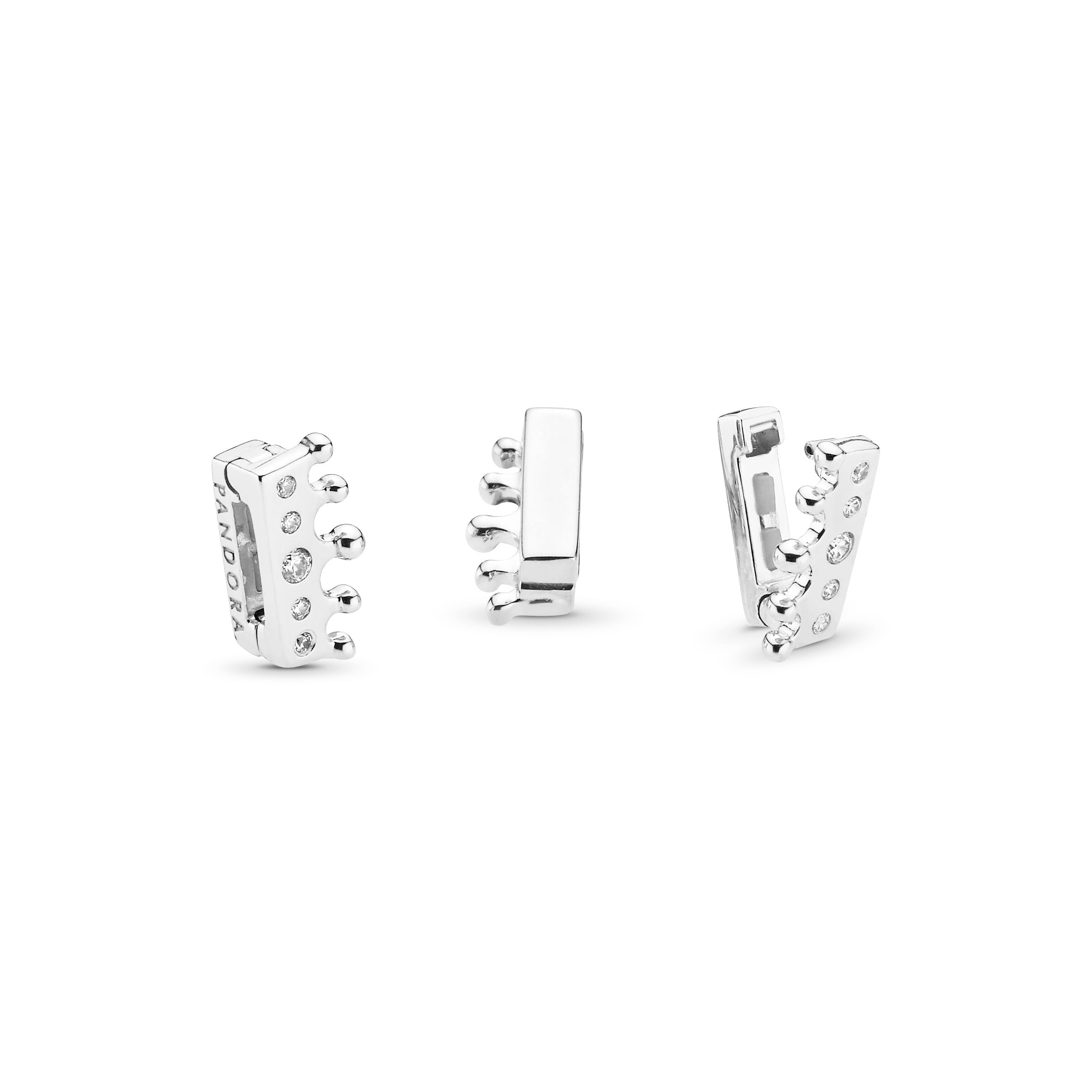 PANDORA Crown Clip Charm Cubic Zirconia Silver Charms Bracelet Charm Jewelry Gift