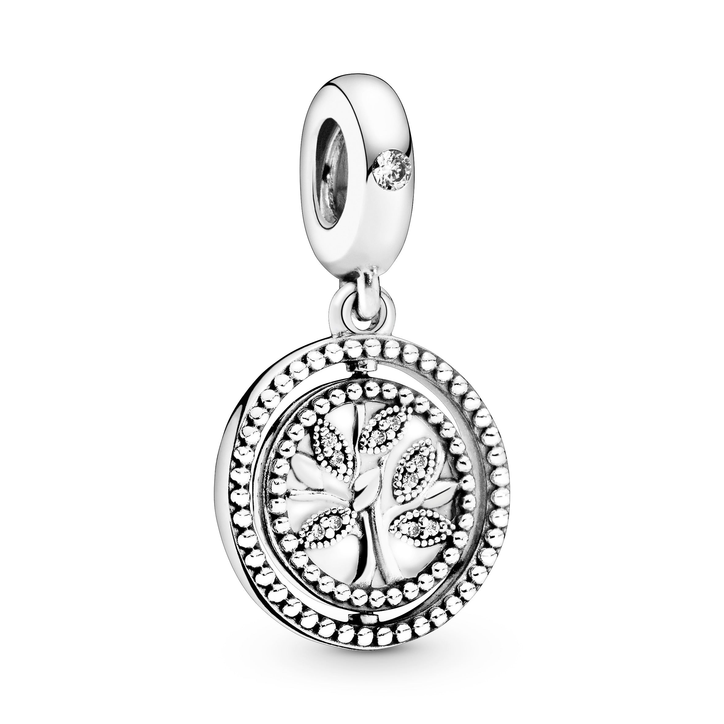 PANDORA Spinning Family Tree Dangle Charm Enamel White Charms Bracelet Charm Jewelry Gift