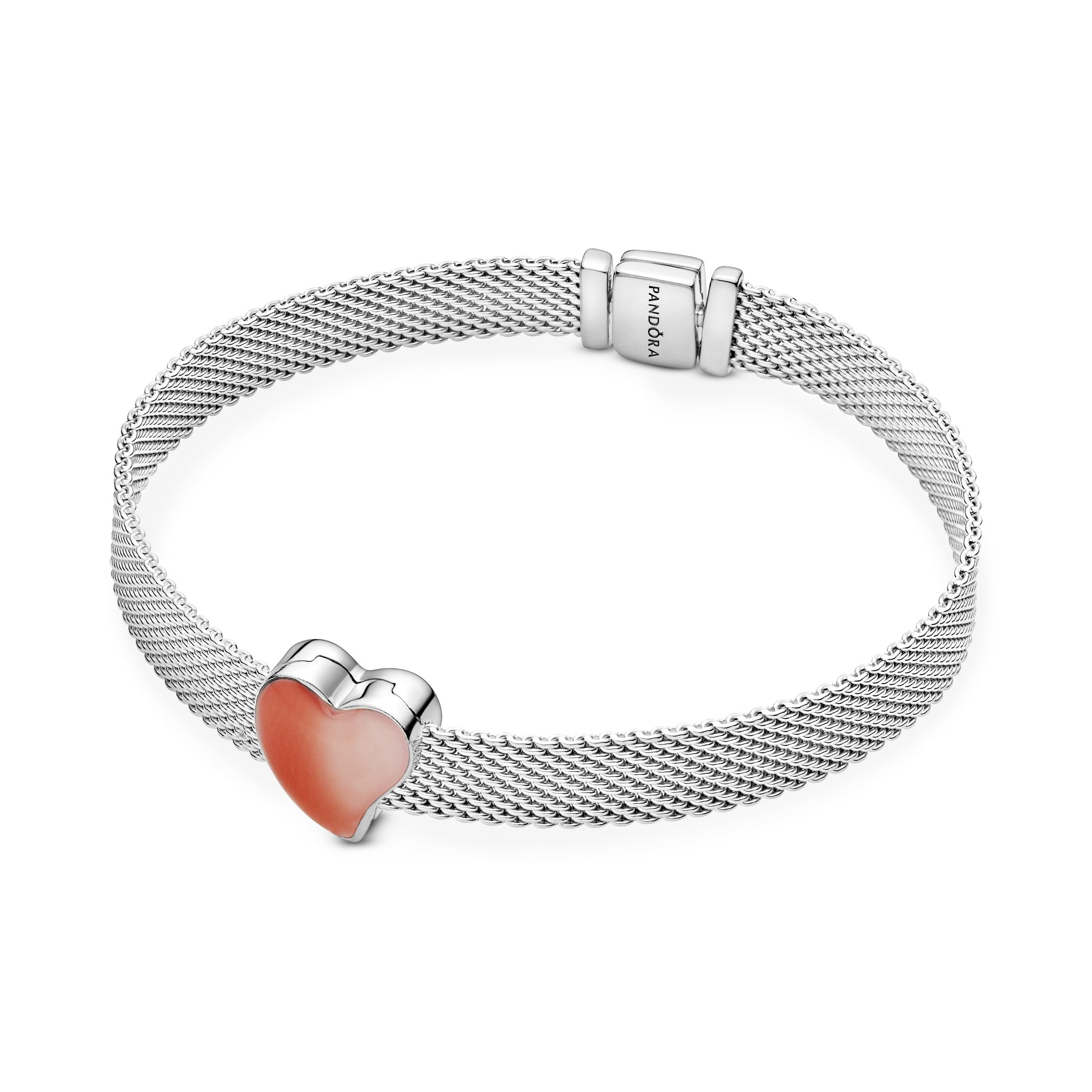 PANDORA Asymmetrical Heart Clip Charm Enamel Charms Bracelet Charm Jewelry Gift