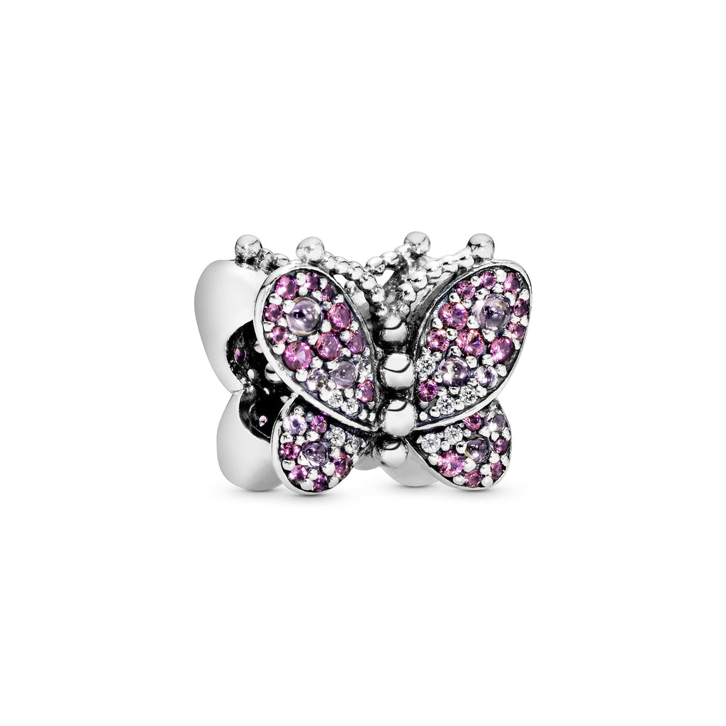 PANDORA Pink Pavé Butterfly Charm Cubic Zirconia Multi-colour Nature Charms Bracelet Charm Jewelry Gift
