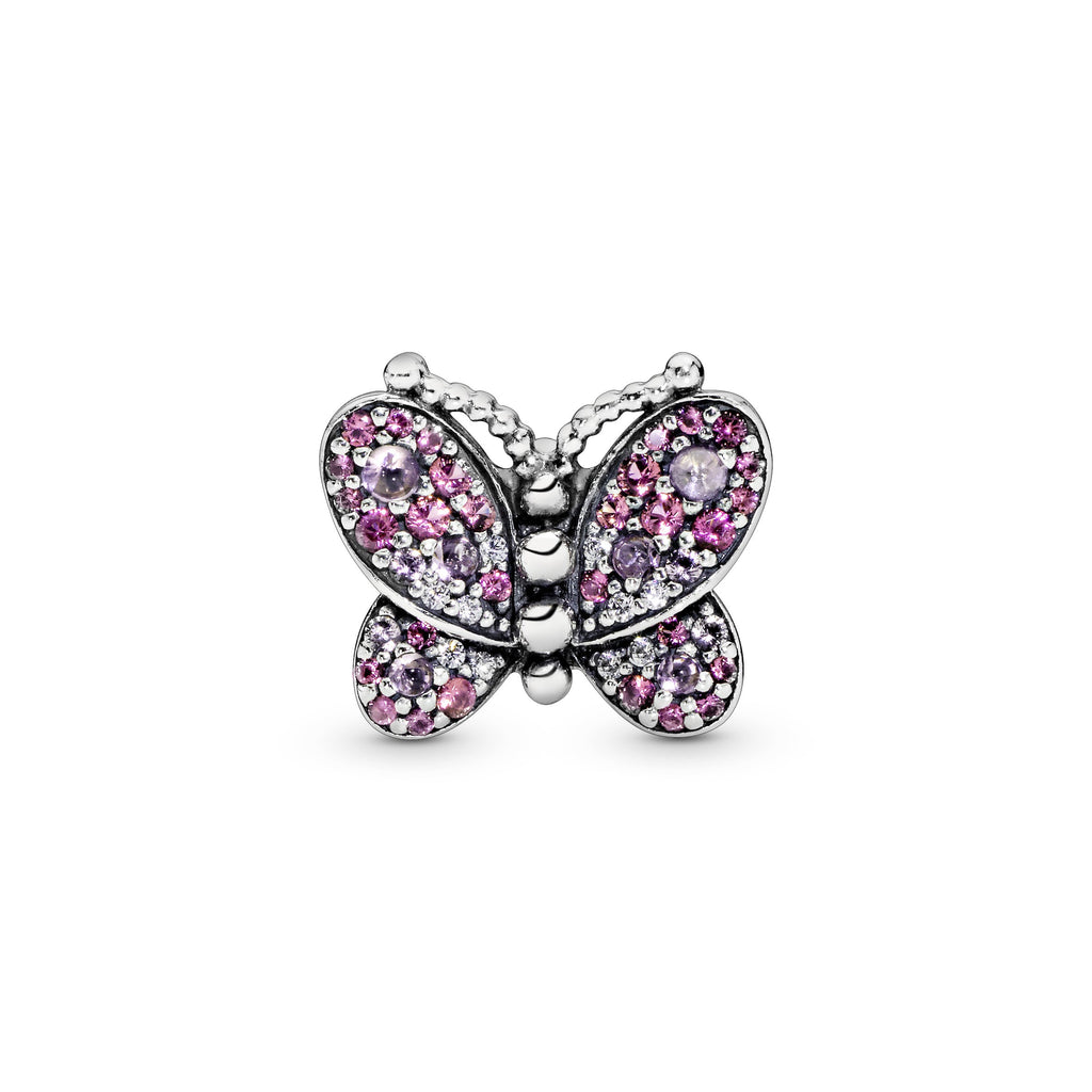 PANDORA Pink Pavé Butterfly Charm Cubic Zirconia Multi-colour Nature Charms Bracelet Charm Jewelry Gift