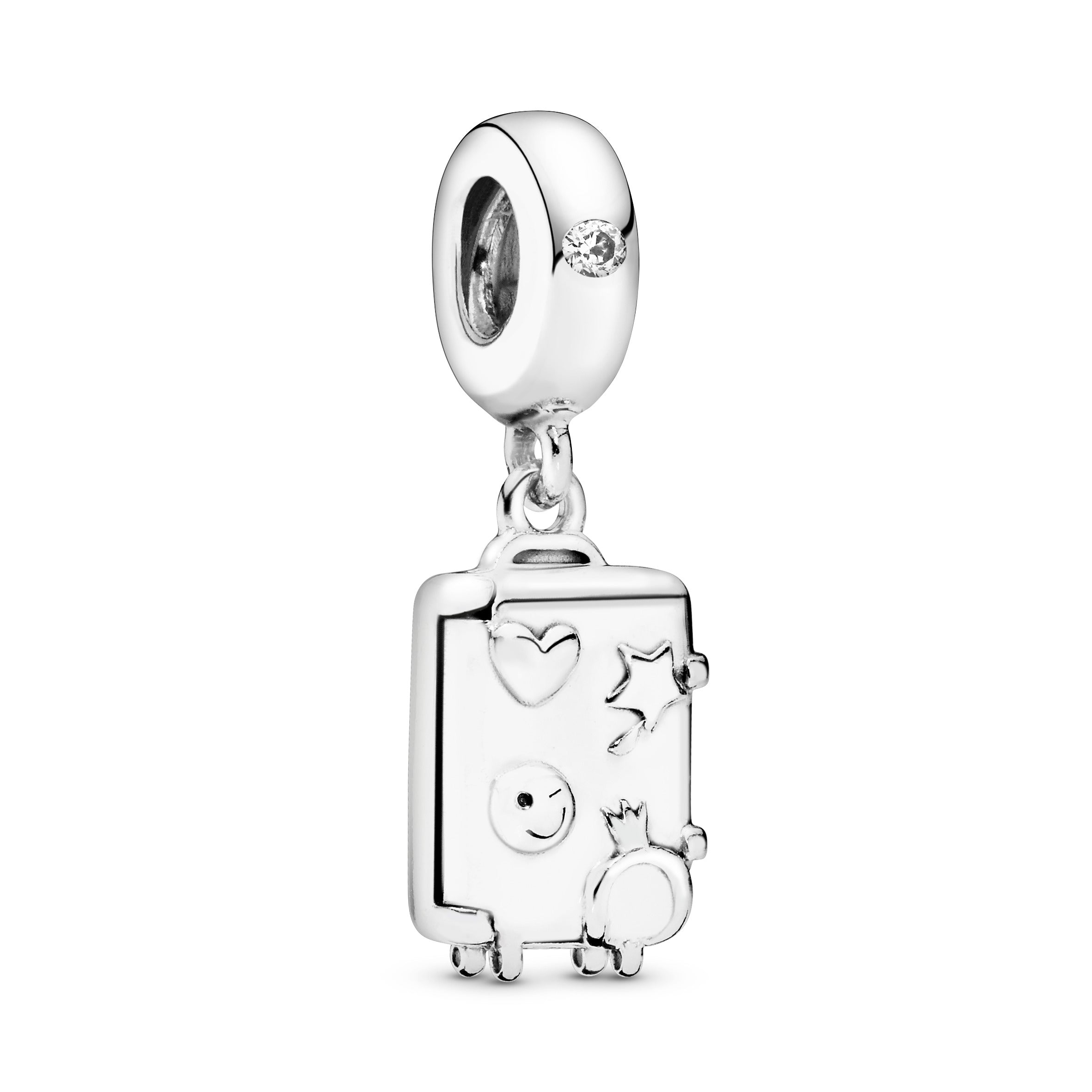 PANDORA Suitcase Dangle Charm Cubic Zirconia Silver Charms Bracelet Charm Jewelry Gift