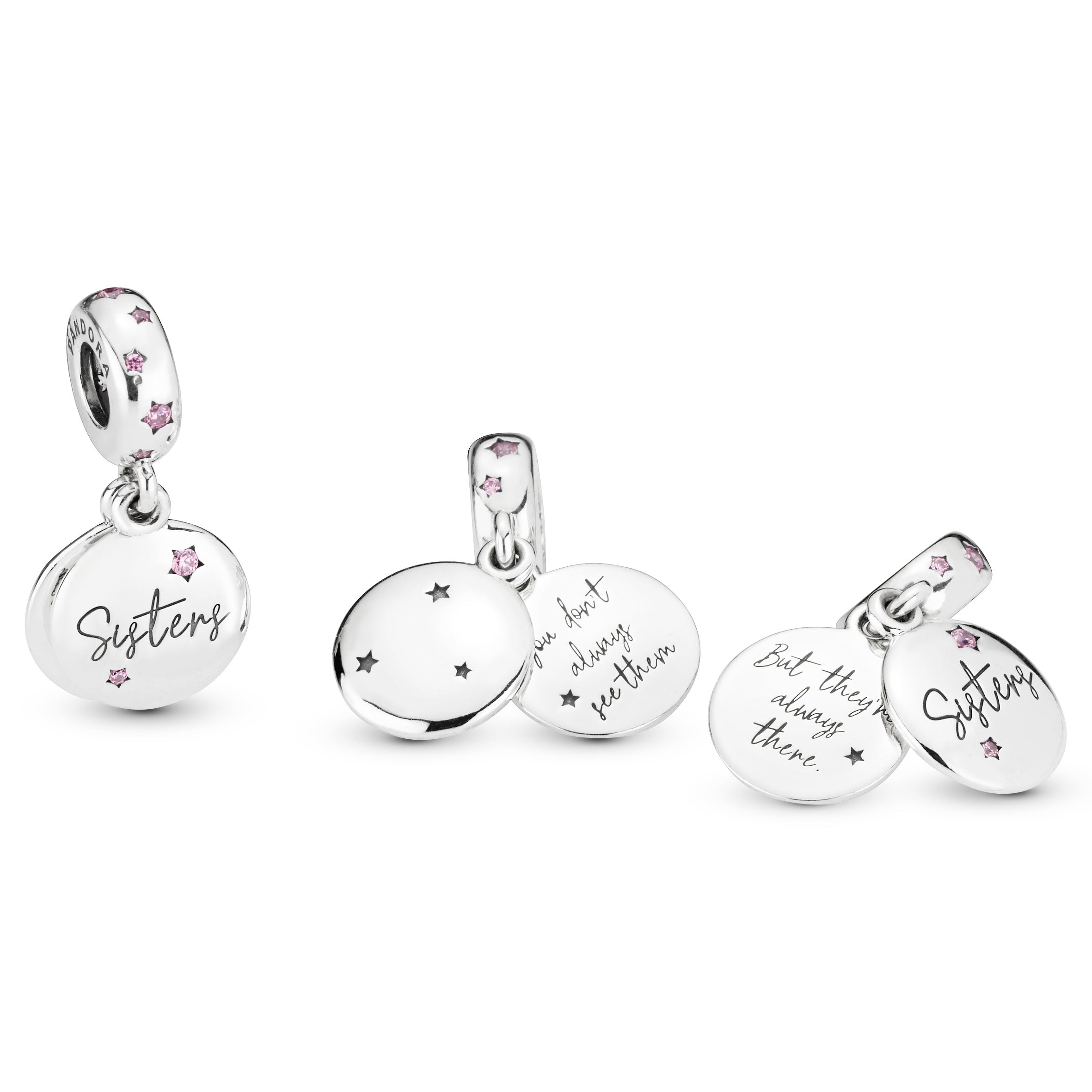 PANDORA Forever Sisters Dangle Charm Sterling Silver Charms Bracelet Charm Jewelry Gift