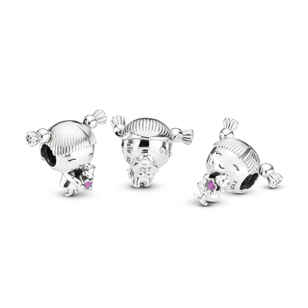 PANDORA Little Girl Charm Cubic Zirconia Silver Charms Bracelet Charm Jewelry Gift
