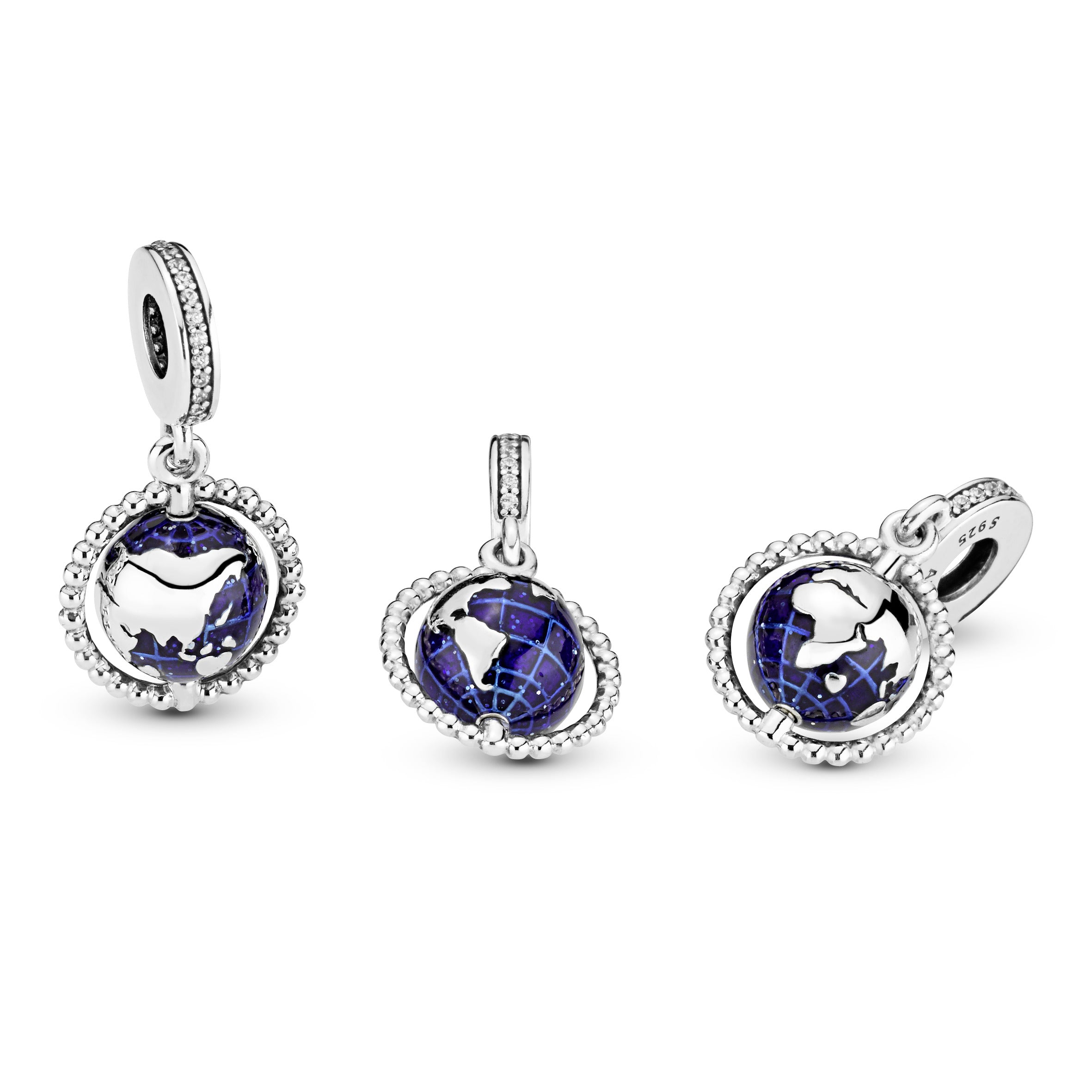 PANDORA Spinning Globe Dangle Charm Sterling Silver Charms Bracelet Charm Jewelry Gift