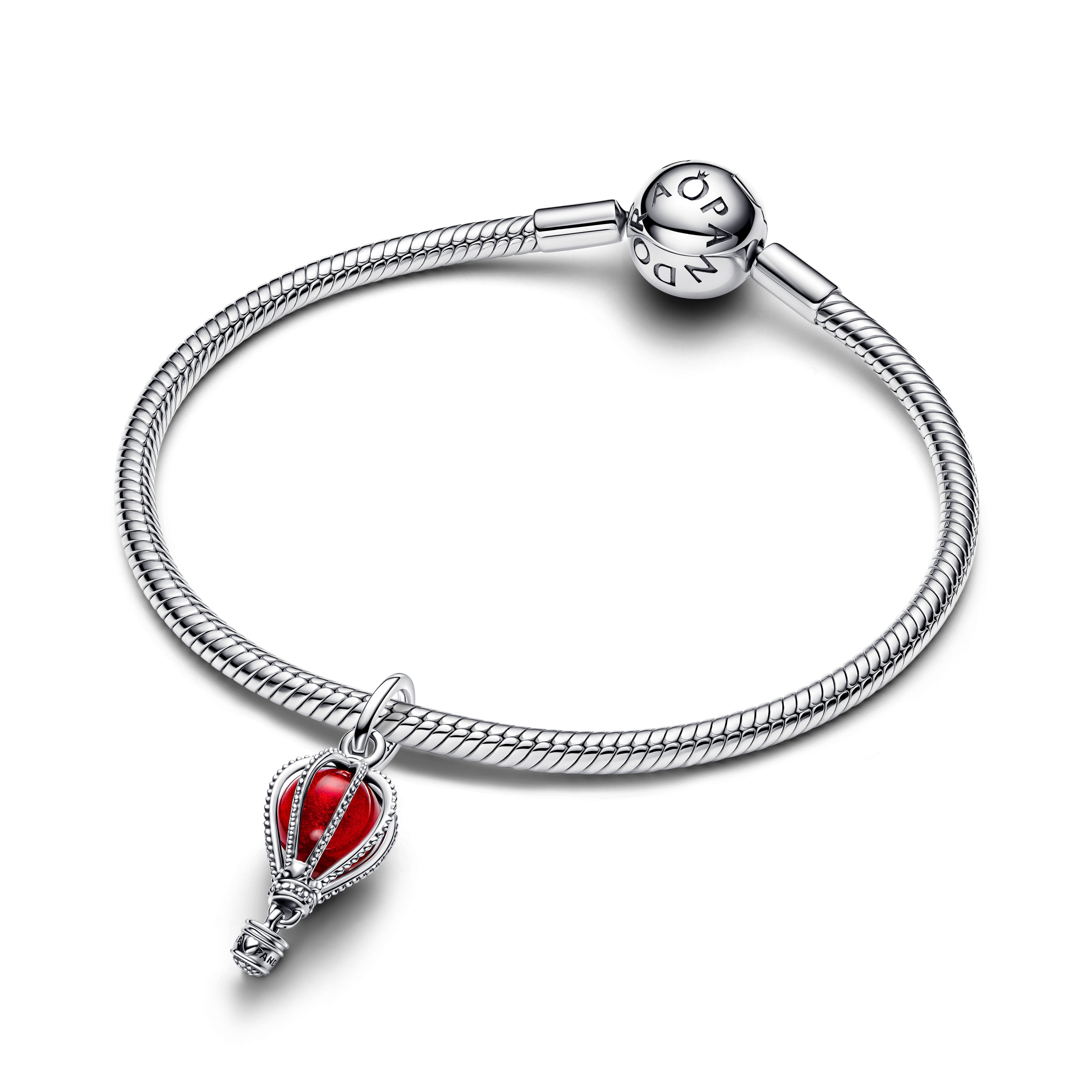 PANDORA Hot Air Balloon Murano Glass Dangle Charm Red Chinese New Year Charms Bracelet Charm Jewelry Gift