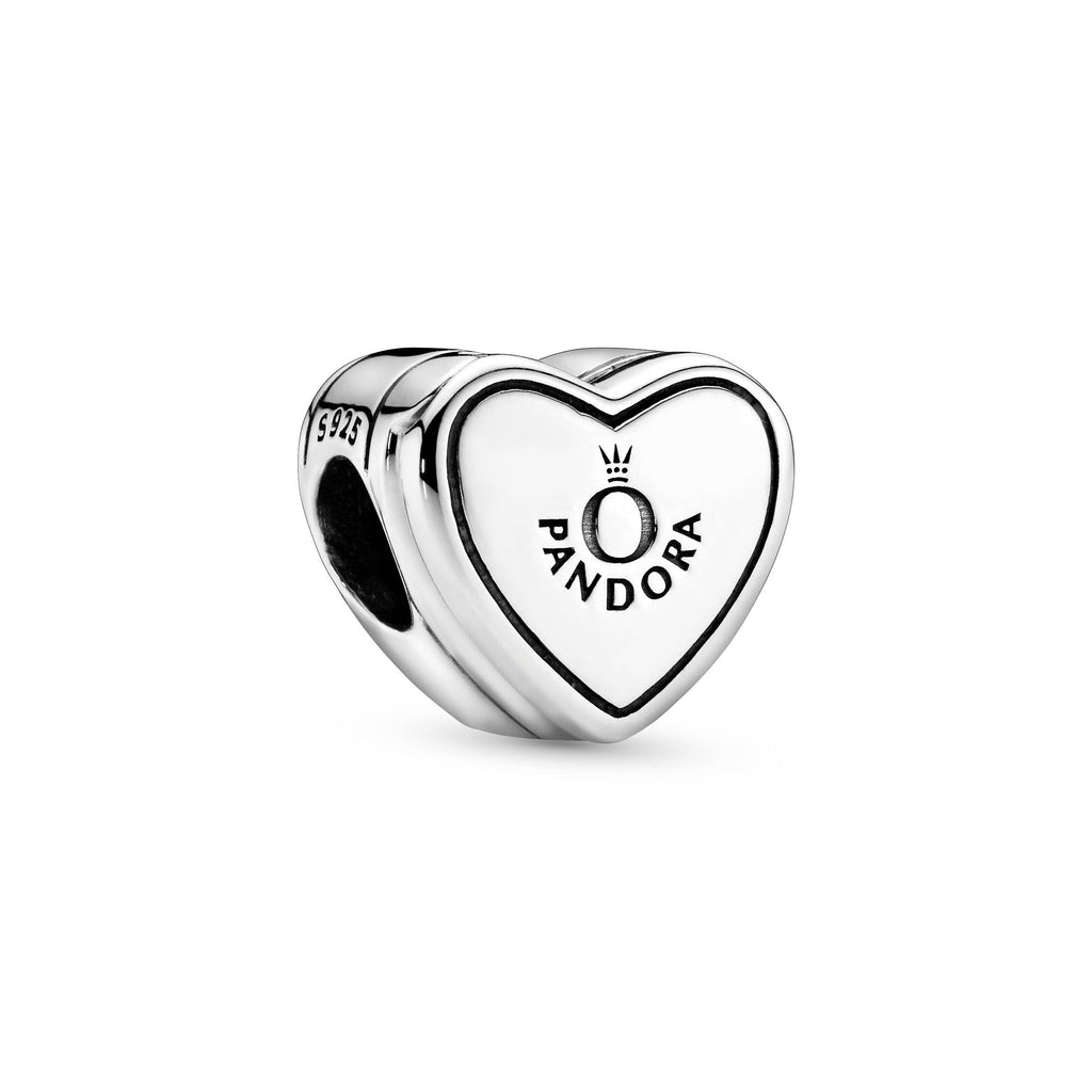 PANDORA Logo Yes Heart Charm Cubic Zirconia Silver Charms Bracelet Charm Jewelry Gift