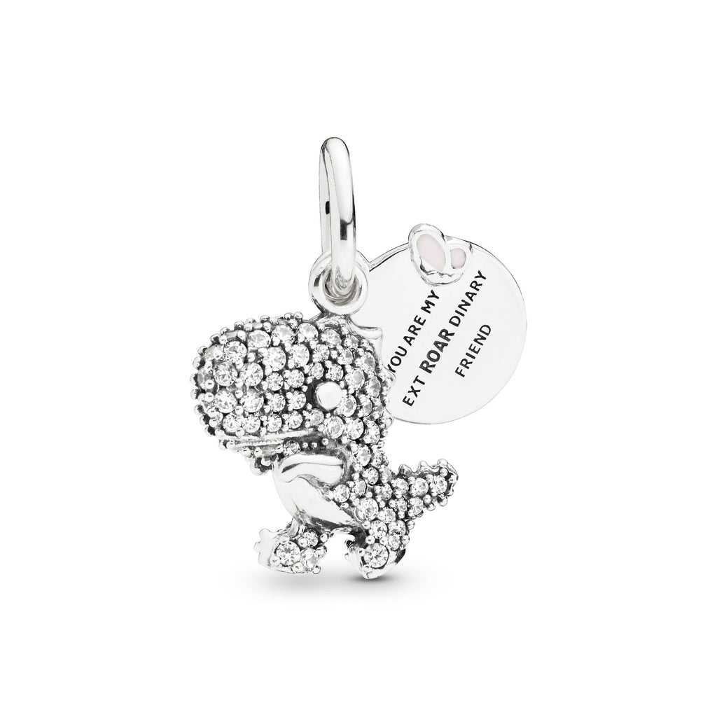 PANDORA Pavé Dinosaur Dangle Charm Cubic Zirconia Silver Animals Charms Bracelet Charm Jewelry Gift