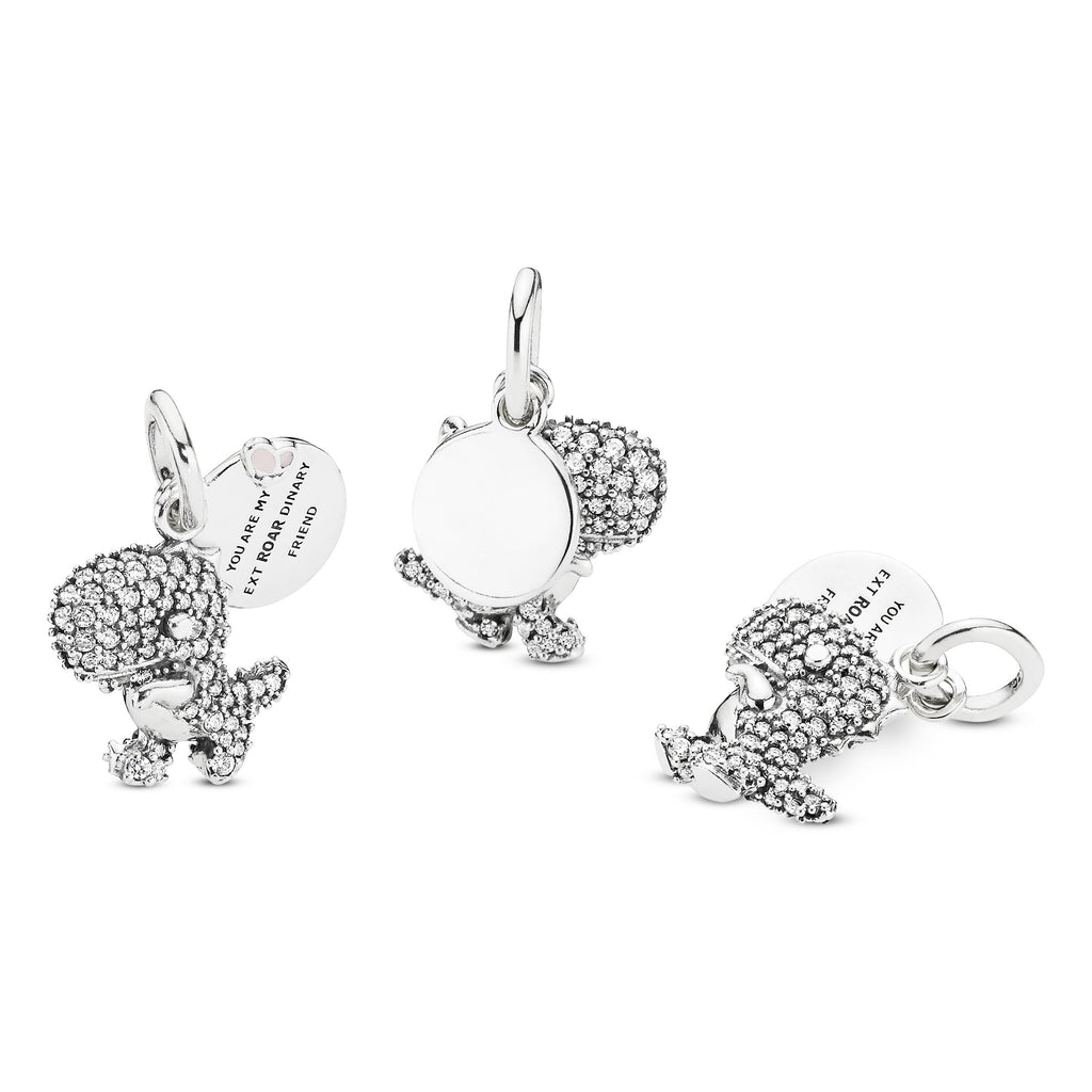 PANDORA Pavé Dinosaur Dangle Charm Cubic Zirconia Silver Animals Charms Bracelet Charm Jewelry Gift