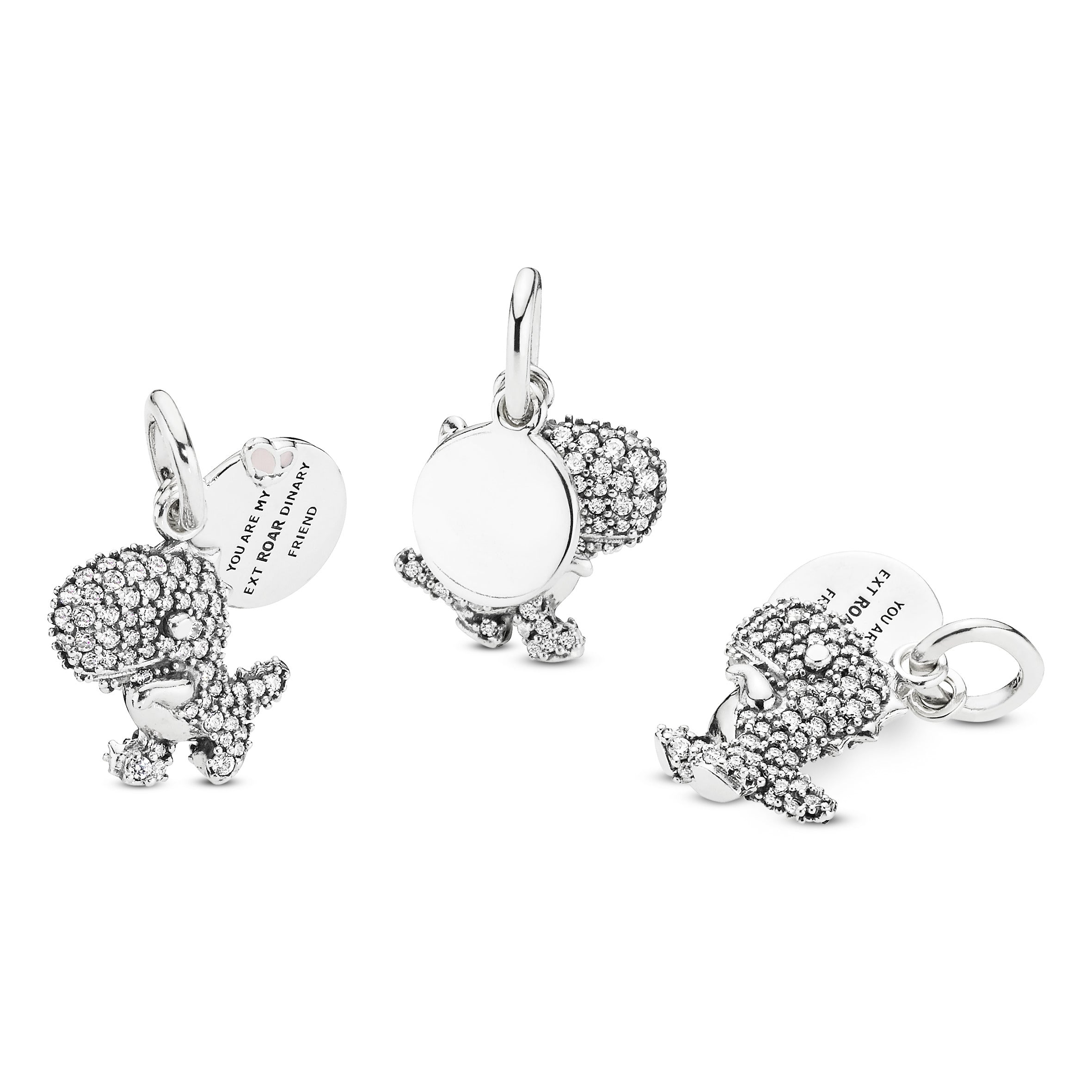 PANDORA Pavé Dinosaur Dangle Charm Cubic Zirconia Silver Animals Charms Bracelet Charm Jewelry Gift