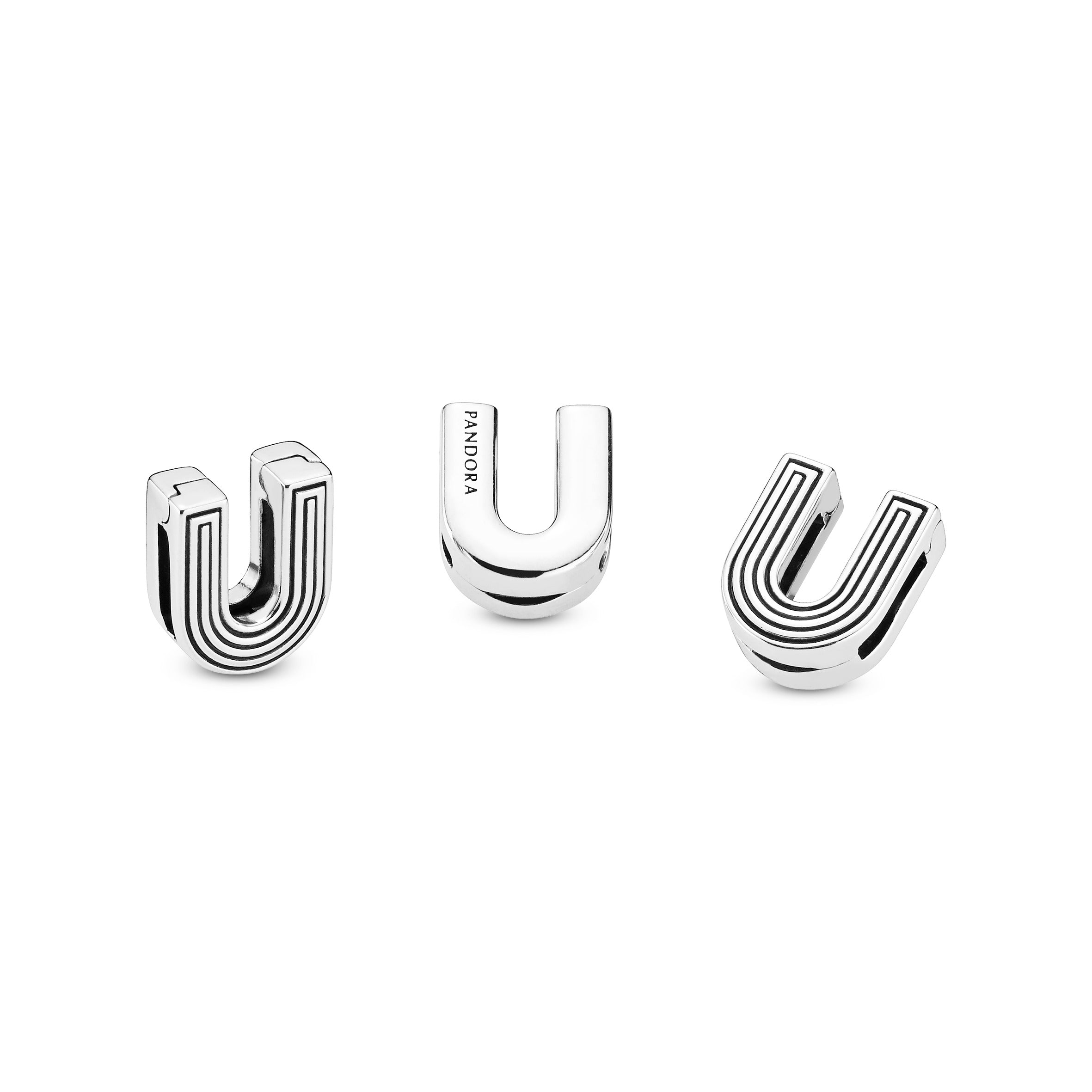 PANDORA Letter U Clip Charm Sterling Silver Charms Bracelet Charm Jewelry Gift