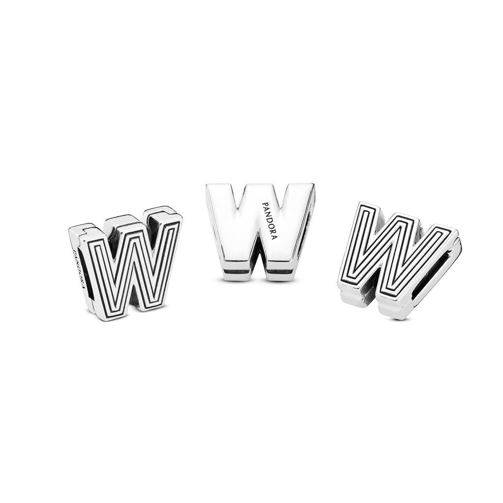 PANDORA Letter W Clip Charm Sterling Silver Charms Bracelet Charm Jewelry Gift