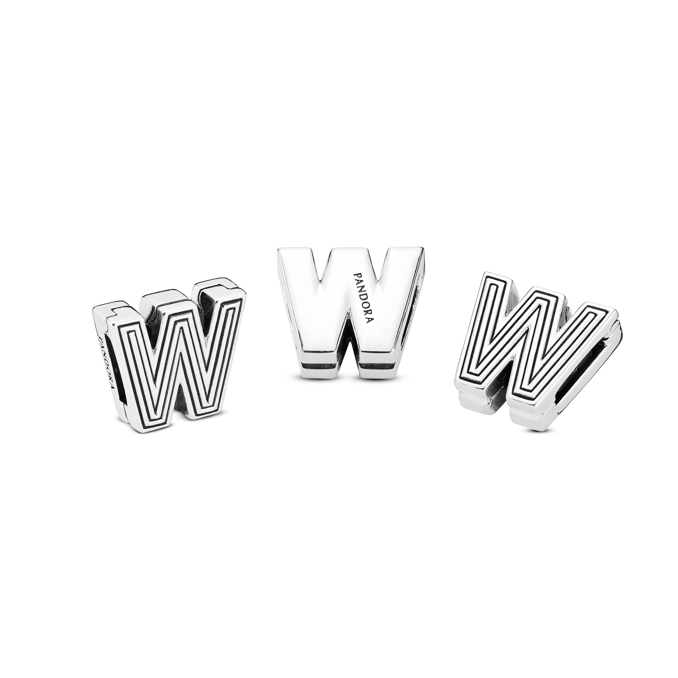 PANDORA Letter W Clip Charm Sterling Silver Charms Bracelet Charm Jewelry Gift