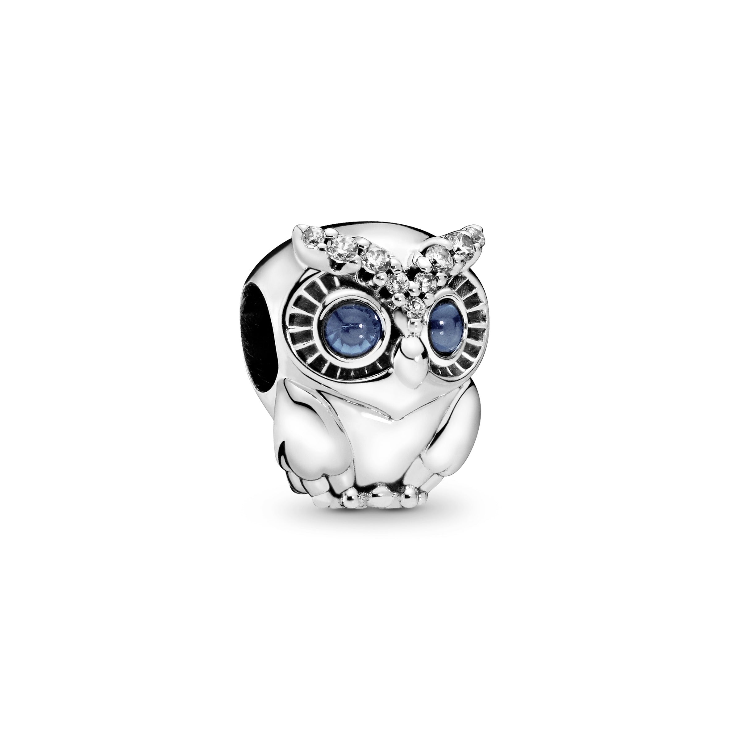 PANDORA Sparkling Owl Charm Cubic Zirconia Blue Animals Charms Bracelet Charm Jewelry Gift
