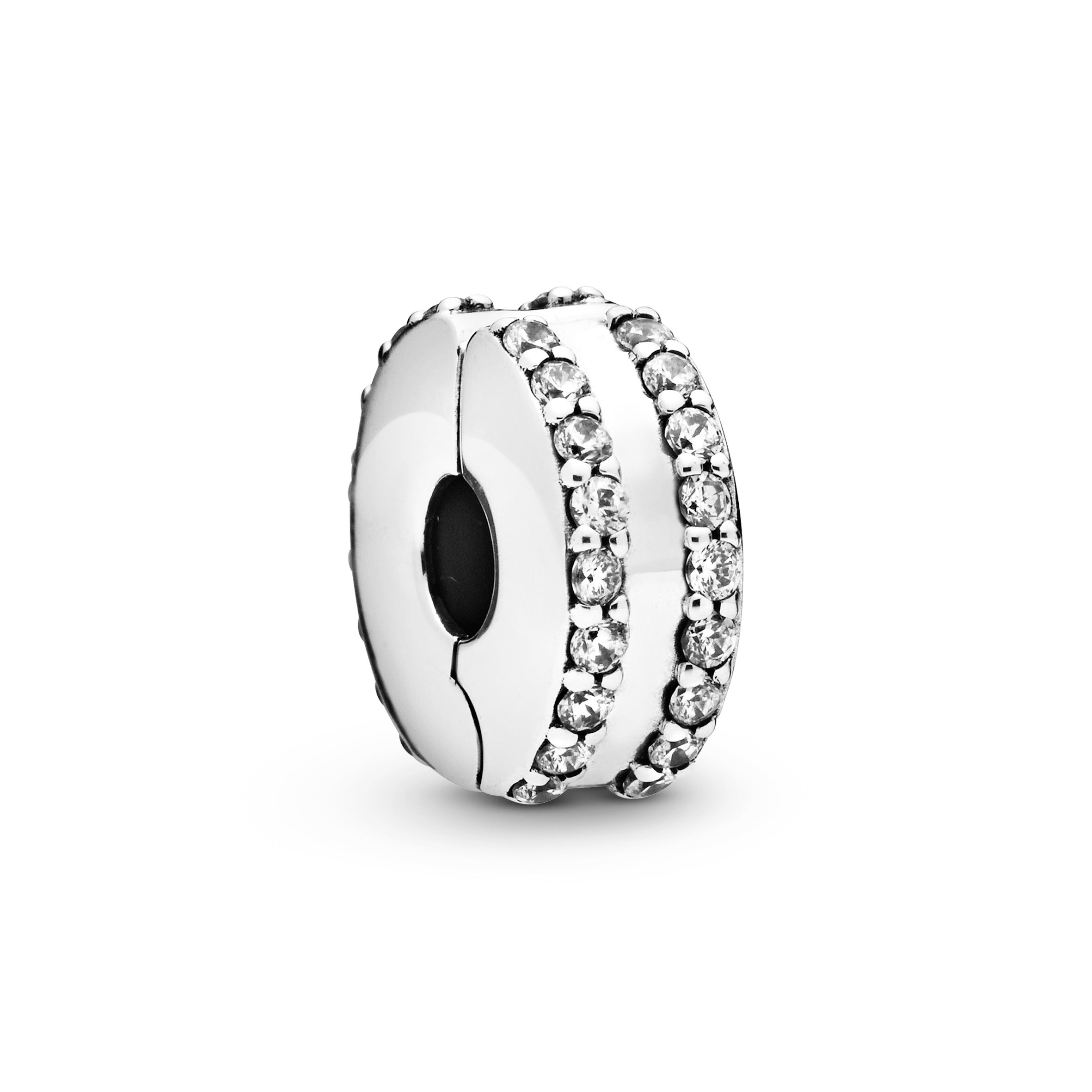 PANDORA Double Lined Pavé Clip Charm Cubic Zirconia Weddings Charms Bracelet Charm Jewelry Gift