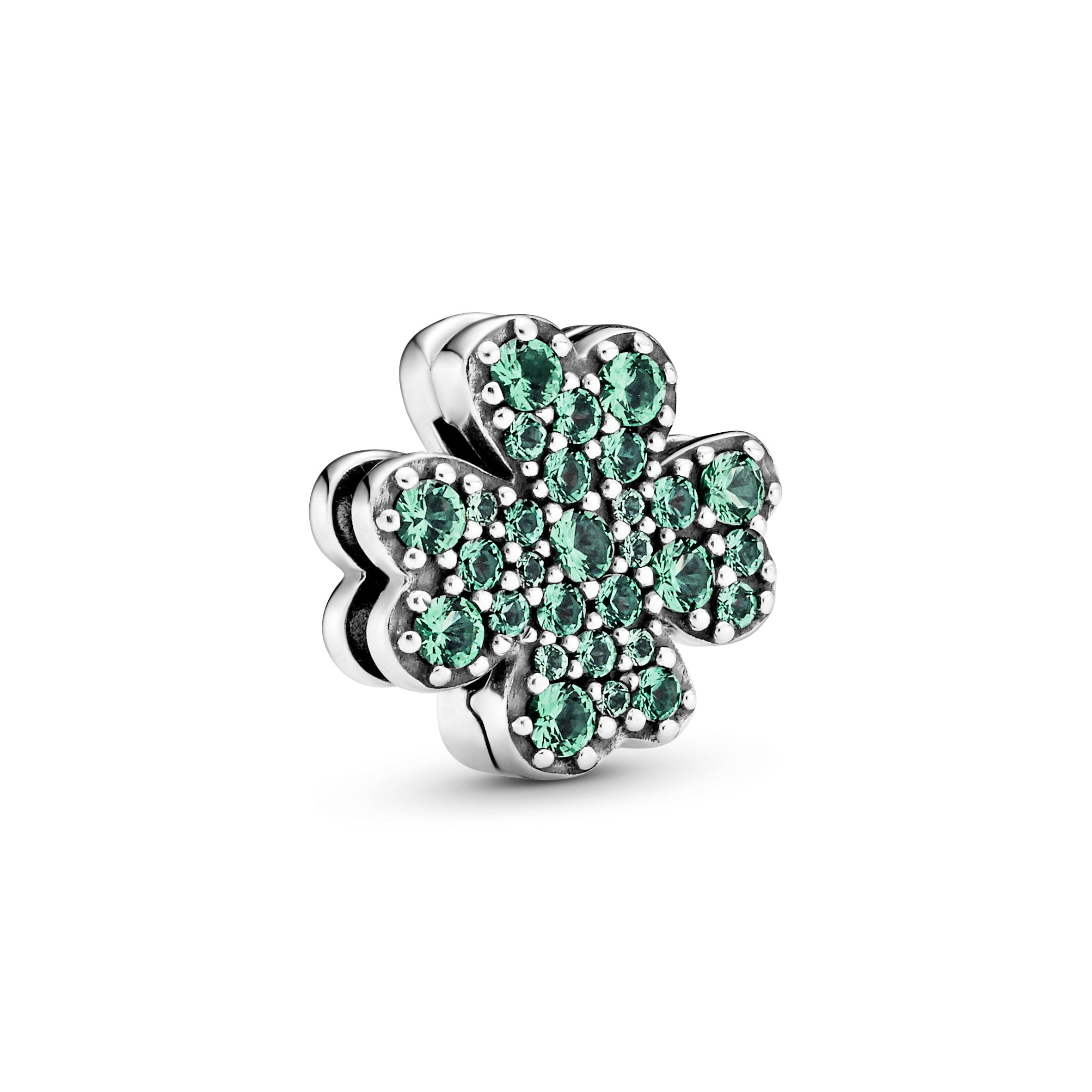 PANDORA Pavé Four-Leaf Clover Clip Charm Cubic Zirconia Green Charms Bracelet Charm Jewelry Gift
