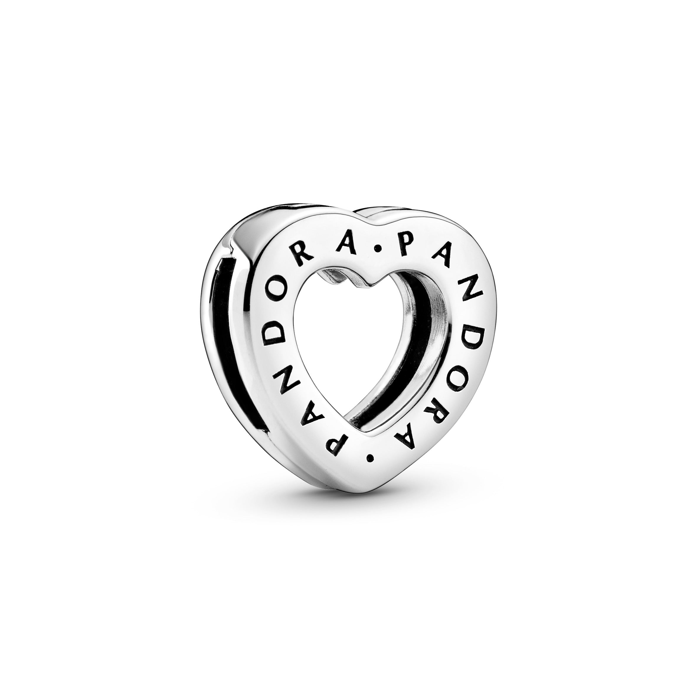 PANDORA Logo Heart Clip Charm Sterling Silver Charms Bracelet Charm Jewelry Gift