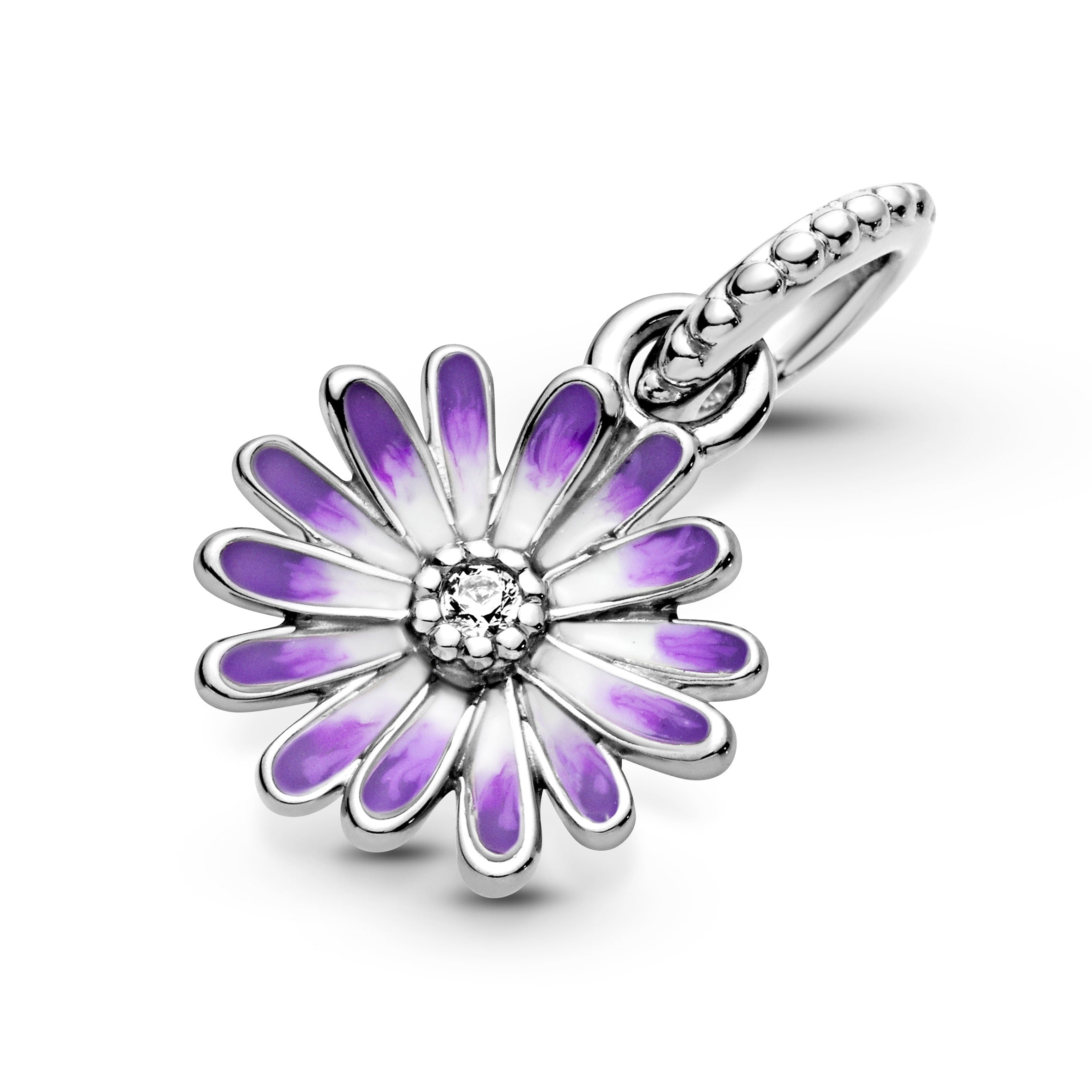 PANDORA Purple Daisy Dangle Charm Cubic Zirconia Floral Charms Bracelet Charm Jewelry Gift
