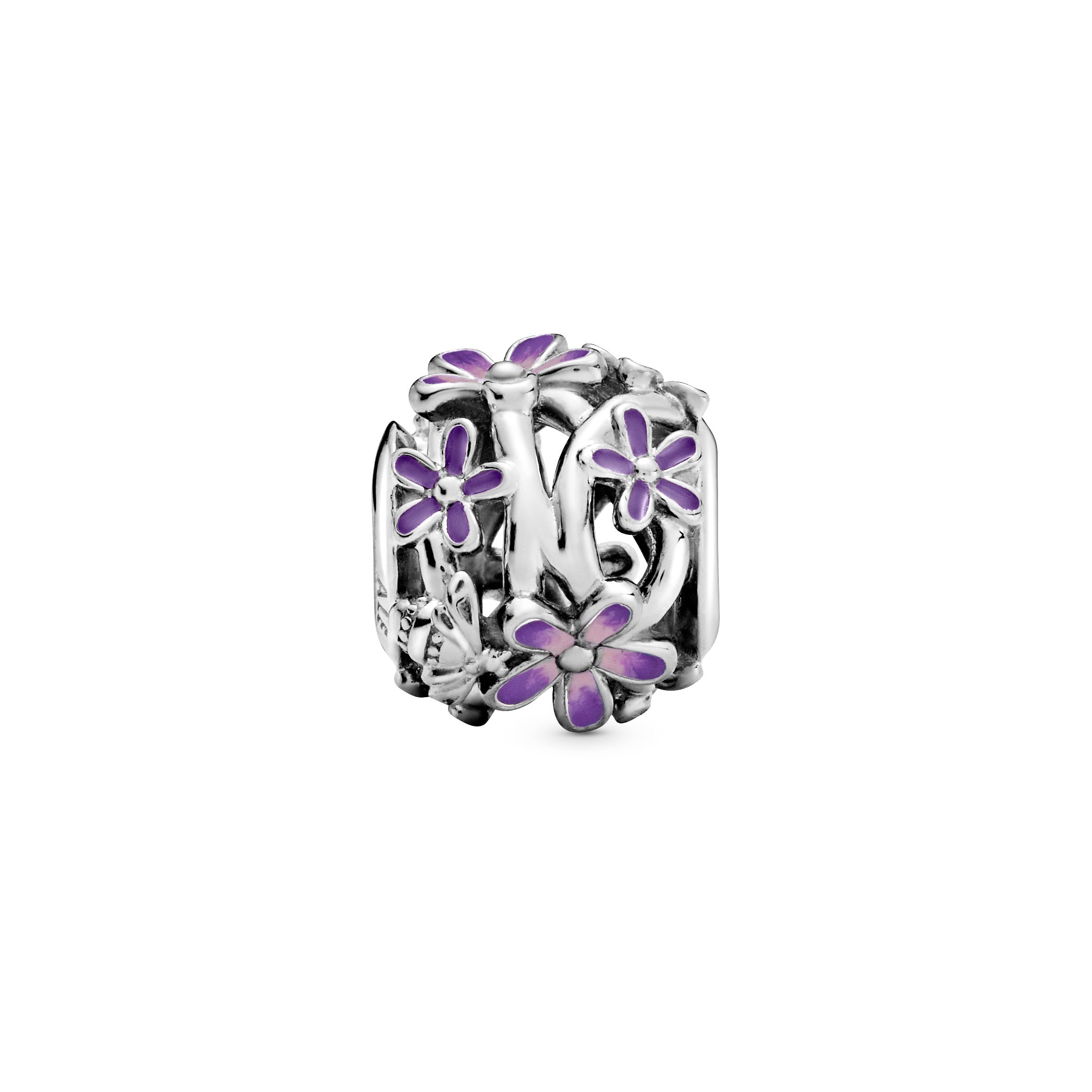PANDORA Openwork Purple Daisy Charm Enamel Pink Floral Charms Bracelet Charm Jewelry Gift