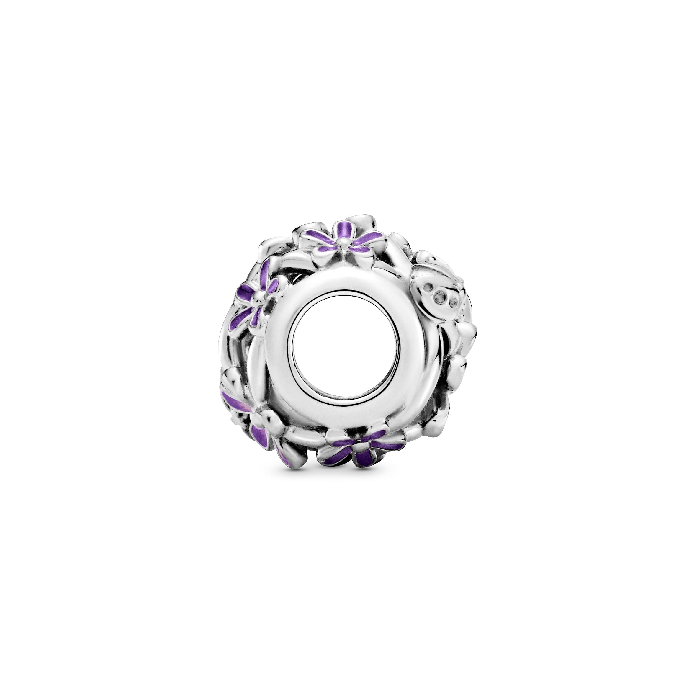 PANDORA Openwork Purple Daisy Charm Enamel Pink Floral Charms Bracelet Charm Jewelry Gift