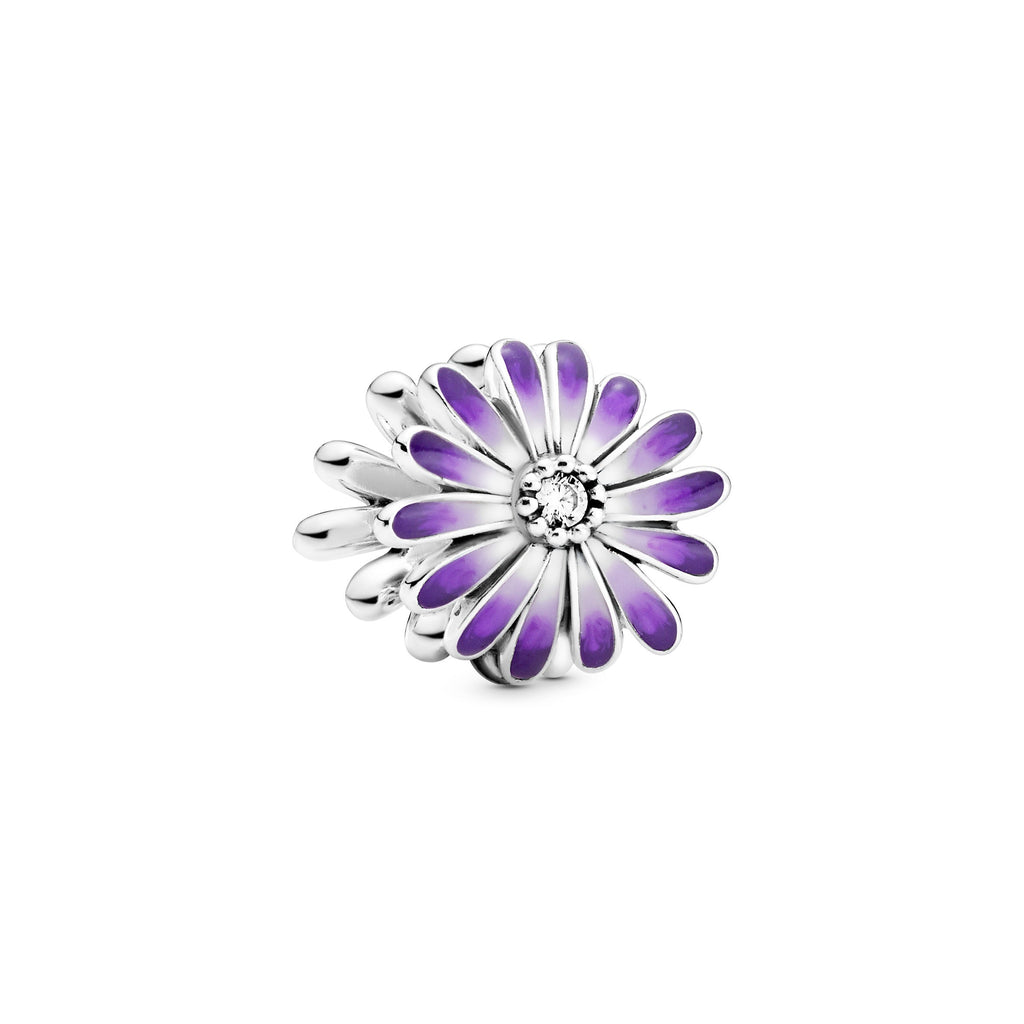 PANDORA Purple Daisy Charm Cubic Zirconia Floral Charms Bracelet Charm Jewelry Gift