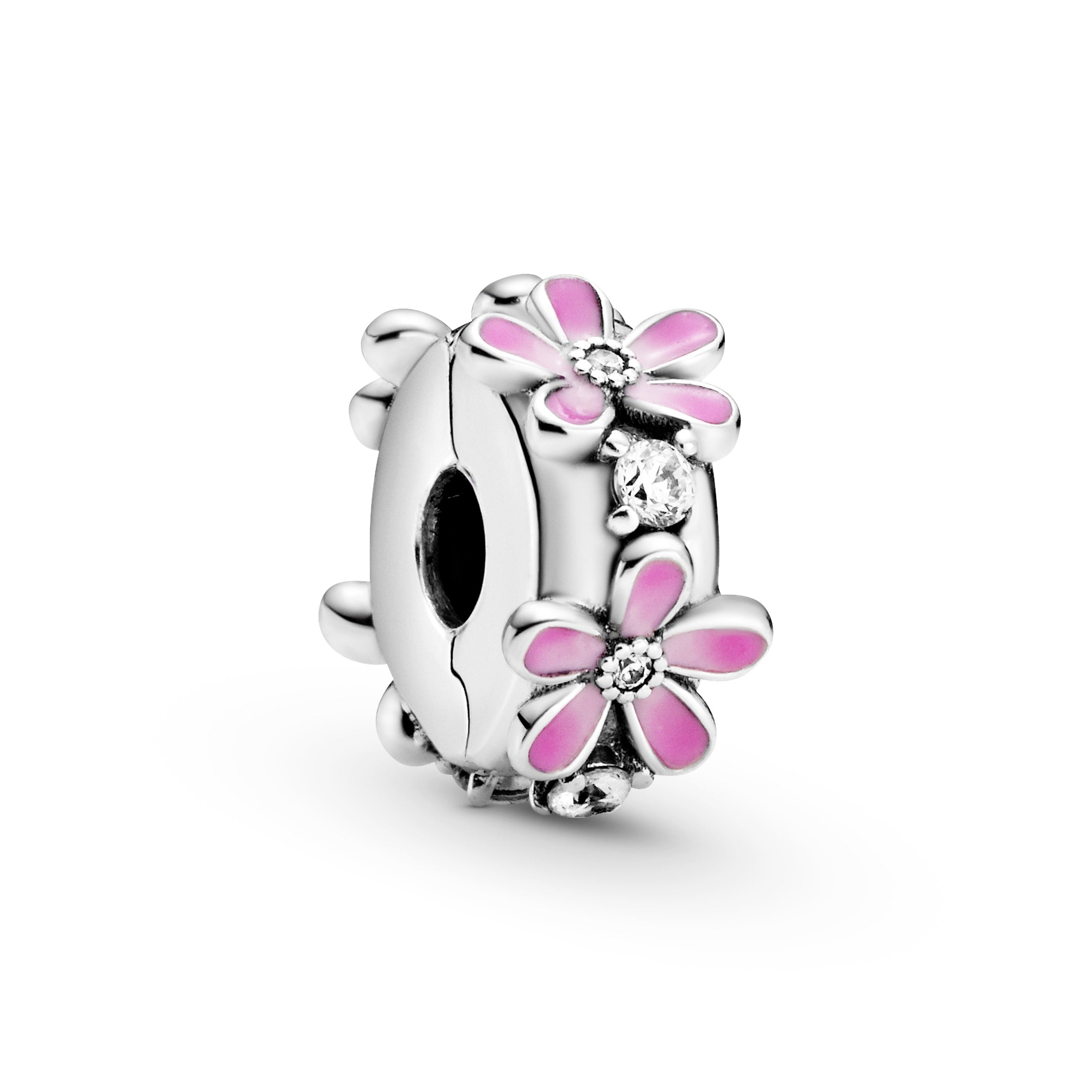 PANDORA Pink Daisy Flower Clip Charm Enamel Floral Charms Bracelet Charm Jewelry Gift