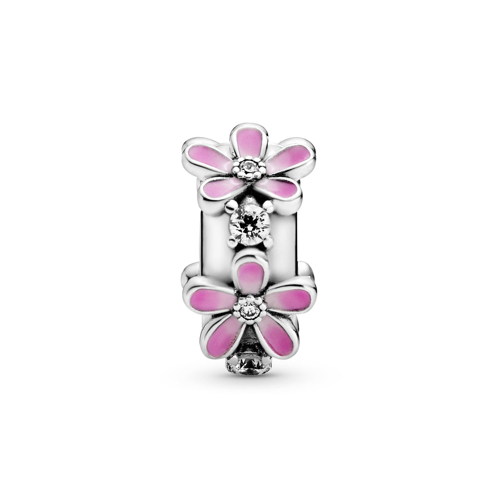 PANDORA Pink Daisy Flower Clip Charm Enamel Floral Charms Bracelet Charm Jewelry Gift