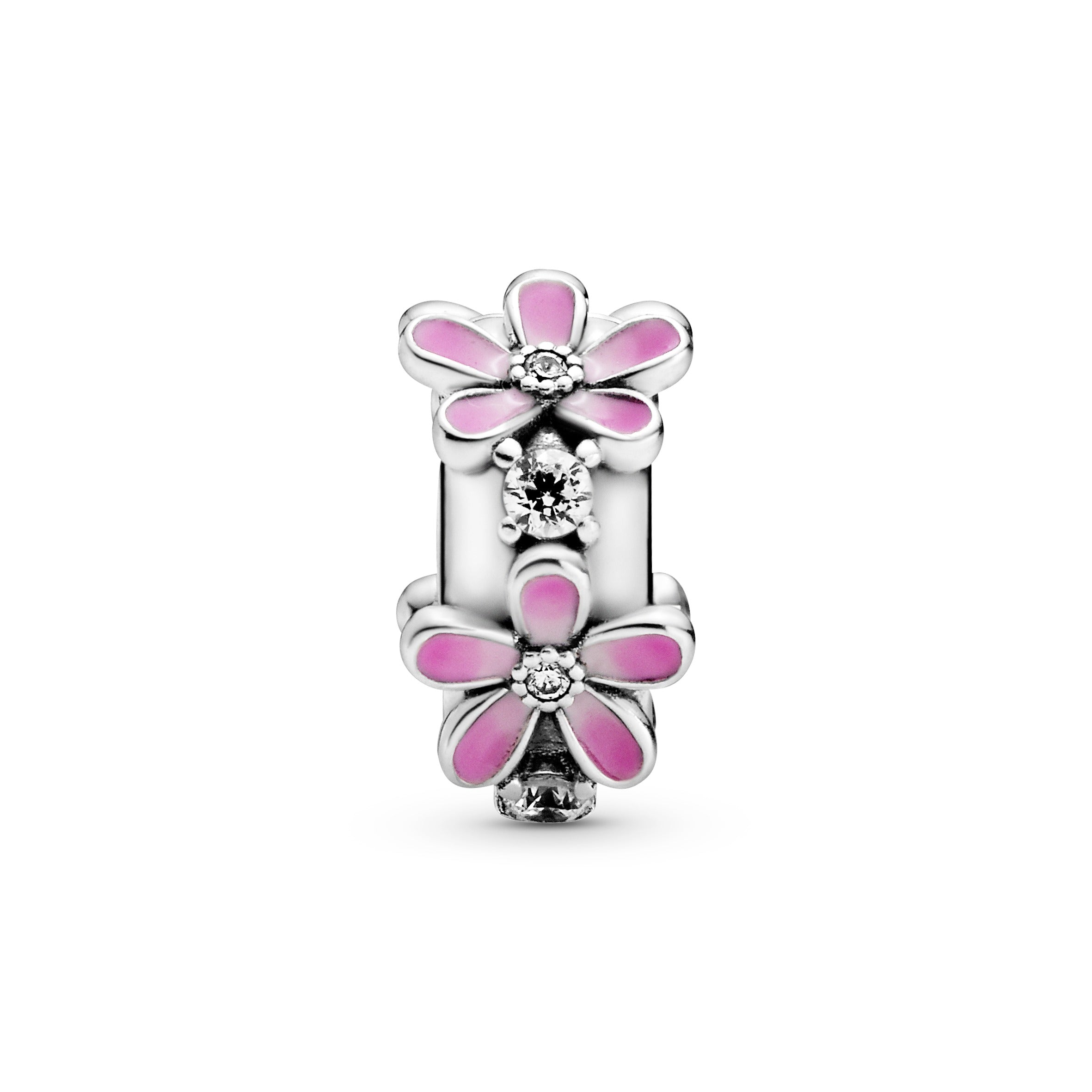 PANDORA Pink Daisy Flower Clip Charm Enamel Floral Charms Bracelet Charm Jewelry Gift