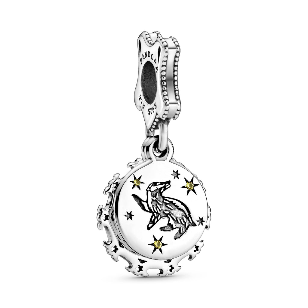 PANDORA Harry Potter Hufflepuff Dangle Charm Cubic Zirconia Silver Charms Bracelet Charm Jewelry Gift