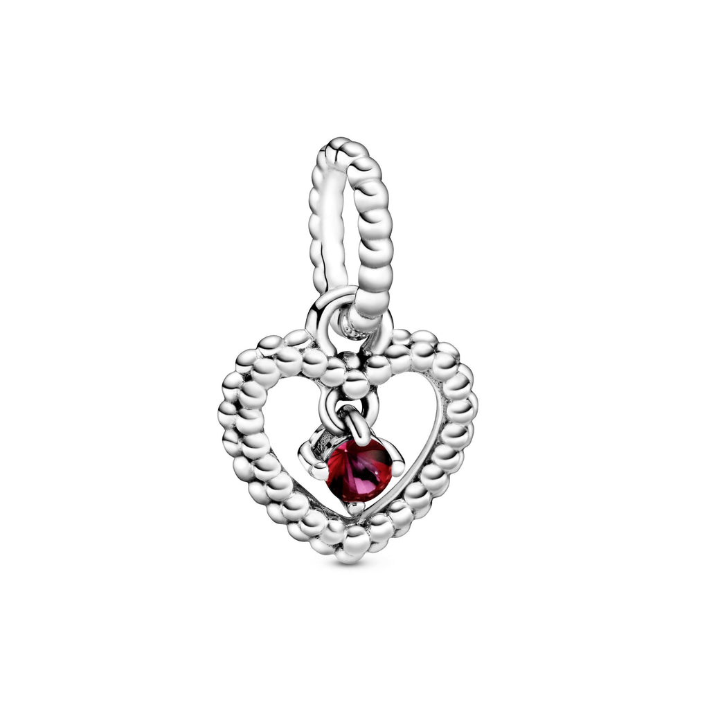 PANDORA Blazing Red Beaded Heart Dangle Charm Cubic Zirconia Symbols And Colours Charms Bracelet Charm Jewelry Gift