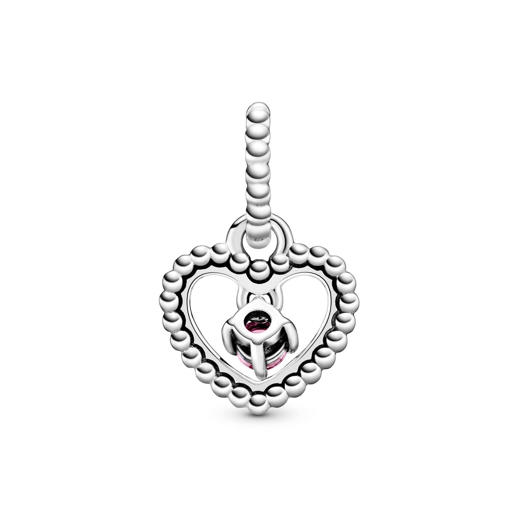 PANDORA Blazing Red Beaded Heart Dangle Charm Cubic Zirconia Symbols And Colours Charms Bracelet Charm Jewelry Gift