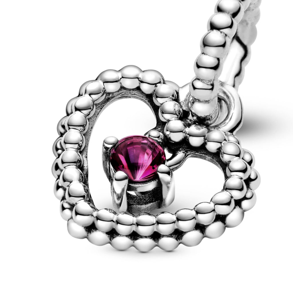 PANDORA Blazing Red Beaded Heart Dangle Charm Cubic Zirconia Symbols And Colours Charms Bracelet Charm Jewelry Gift