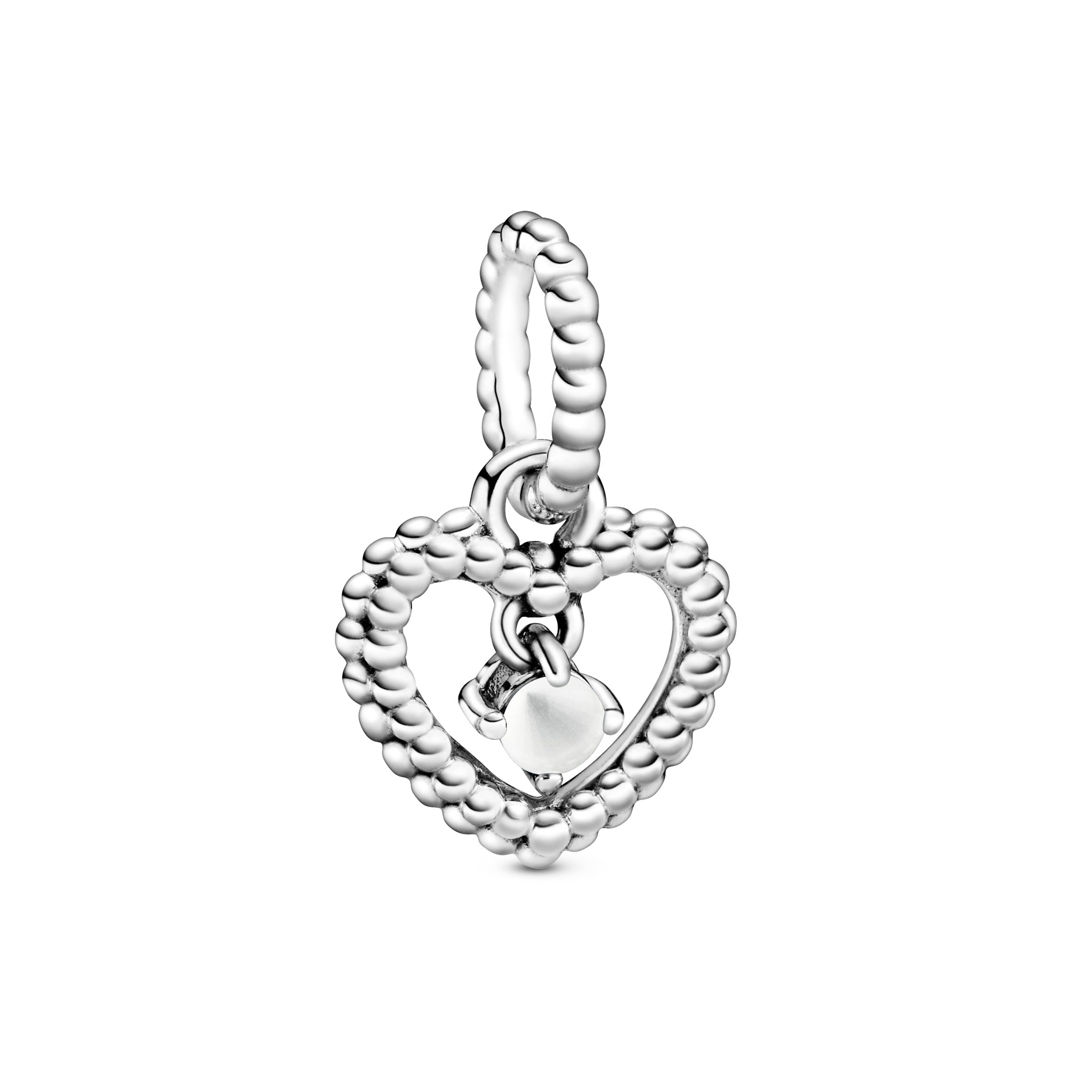 PANDORA Milky White Beaded Heart Dangle Charm Sterling Silver Charms Bracelet Charm Jewelry Gift